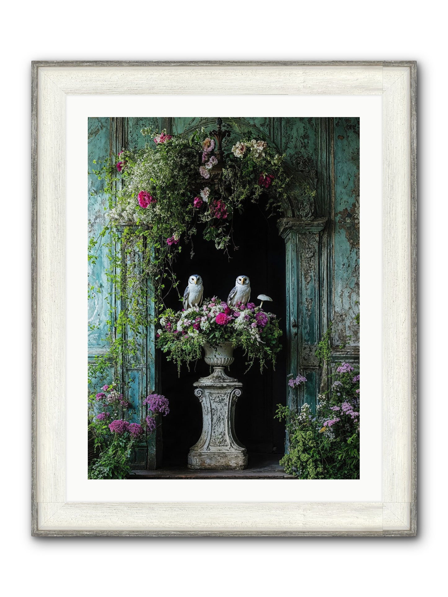 Midnight Conservatory Framed Print - Driftwood White 24x32