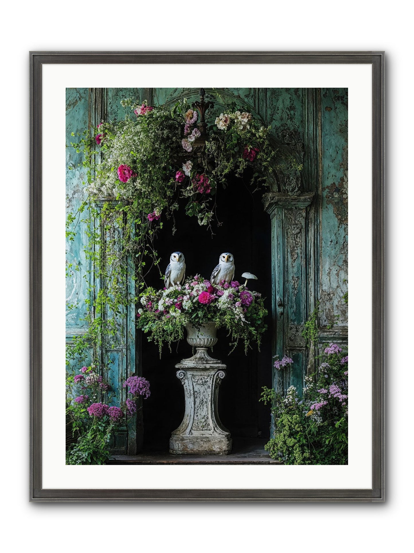 Midnight Conservatory Framed Print - Slimwoods Black/Silver 24x32