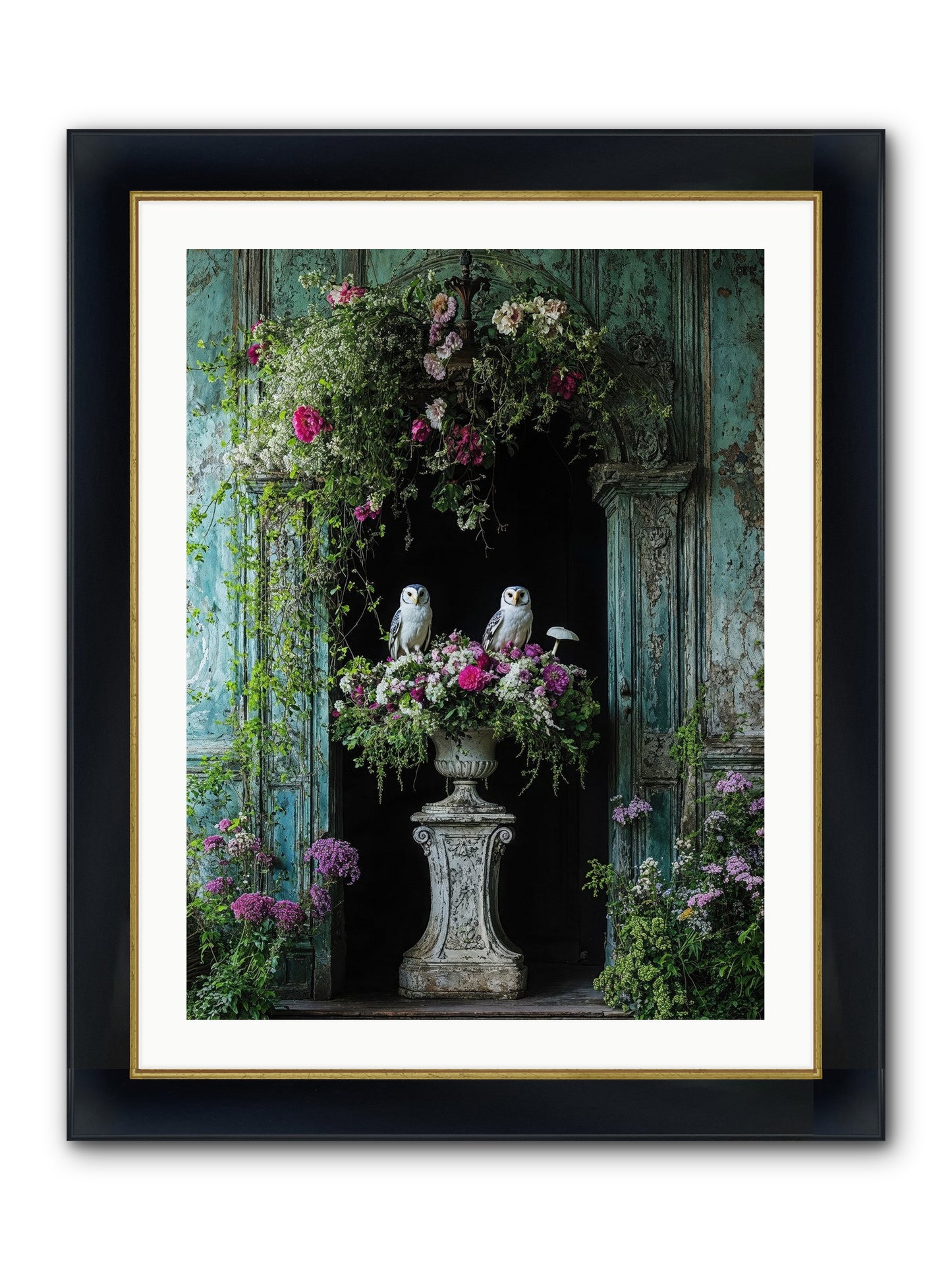 Midnight Conservatory Framed Print - Wide Black w/Gold 24x32