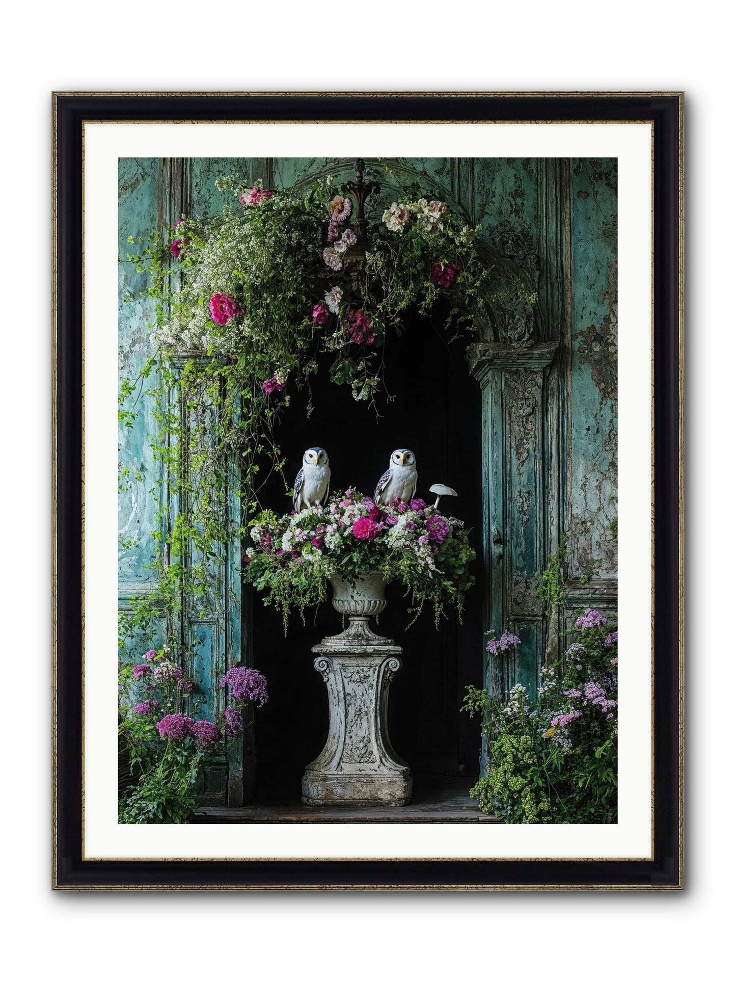 Midnight Conservatory Framed Print - Black & Gold 30x40
