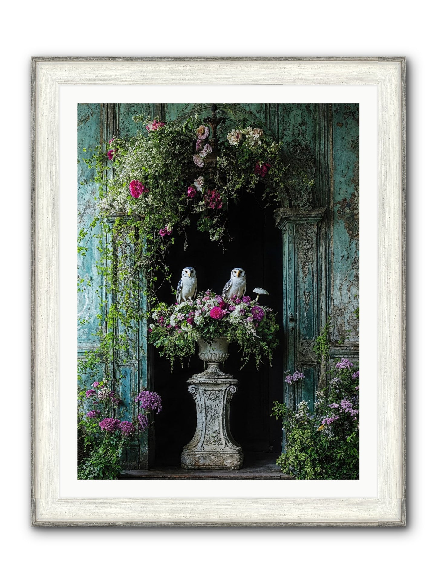 Midnight Conservatory Framed Print - Driftwood White 30x40
