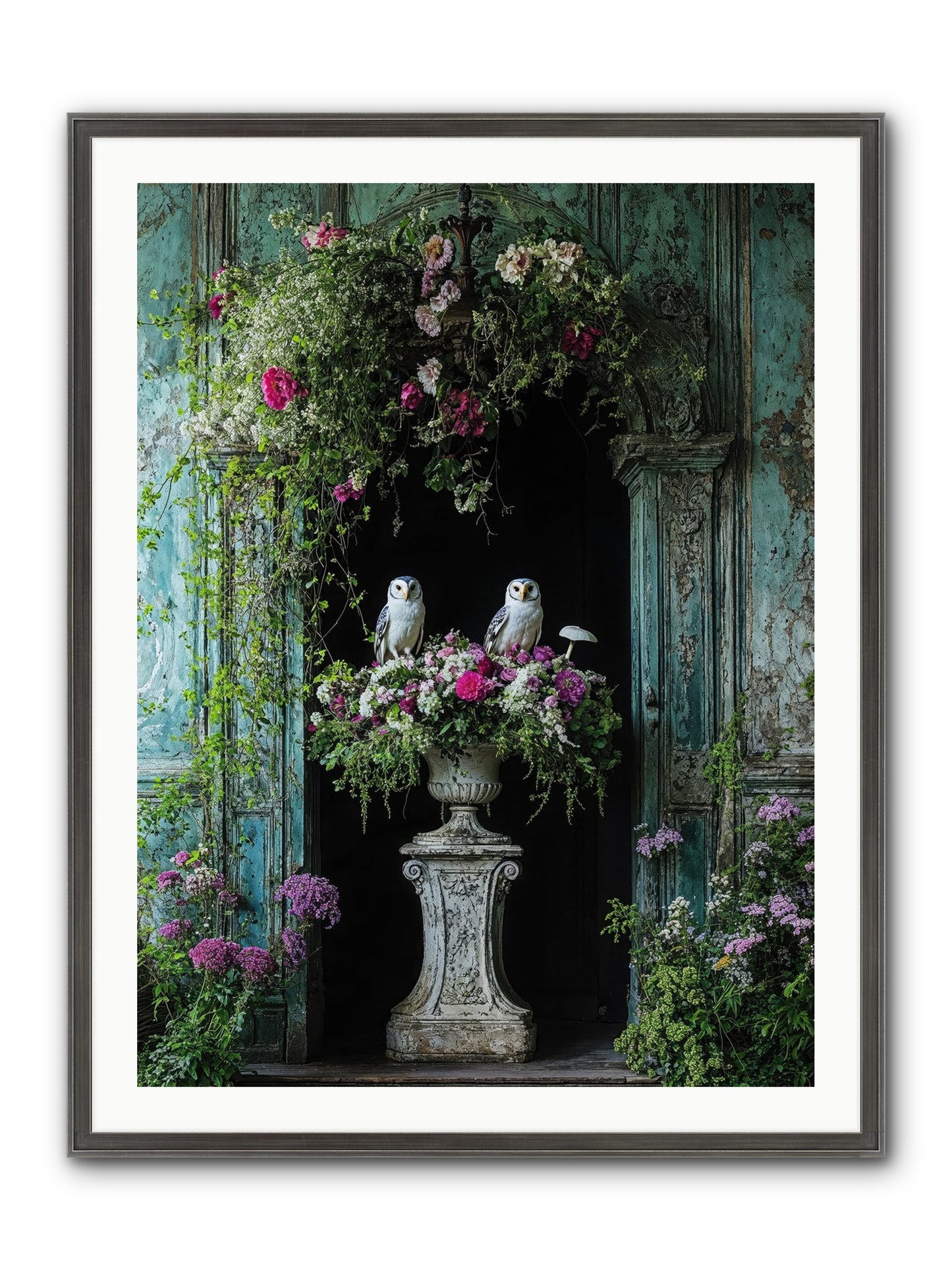 Midnight Conservatory Framed Print - Slimwoods Black/Silver 30x40