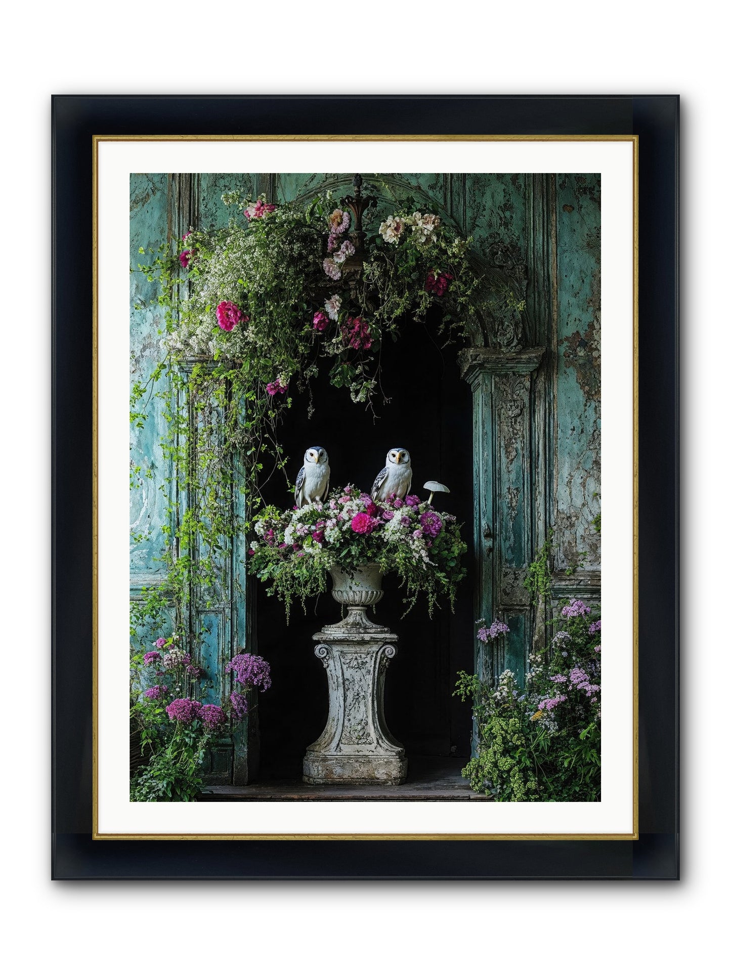 Midnight Conservatory Framed Print - Wide Black w/Gold 30x40