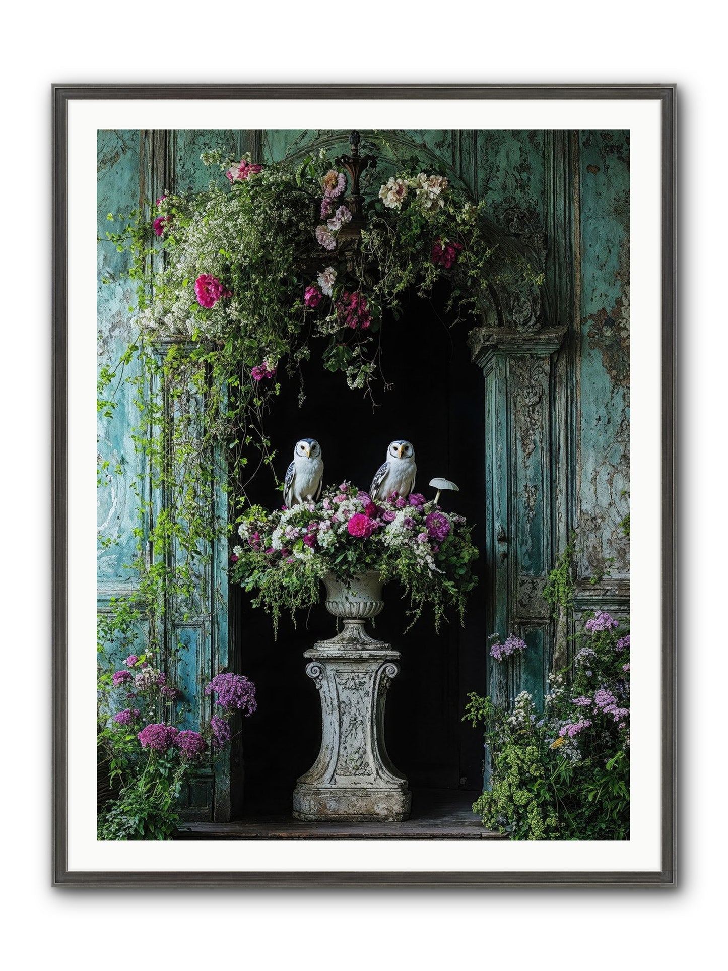 Midnight Conservatory Framed Print - Slimwoods Black/Silver 36x48