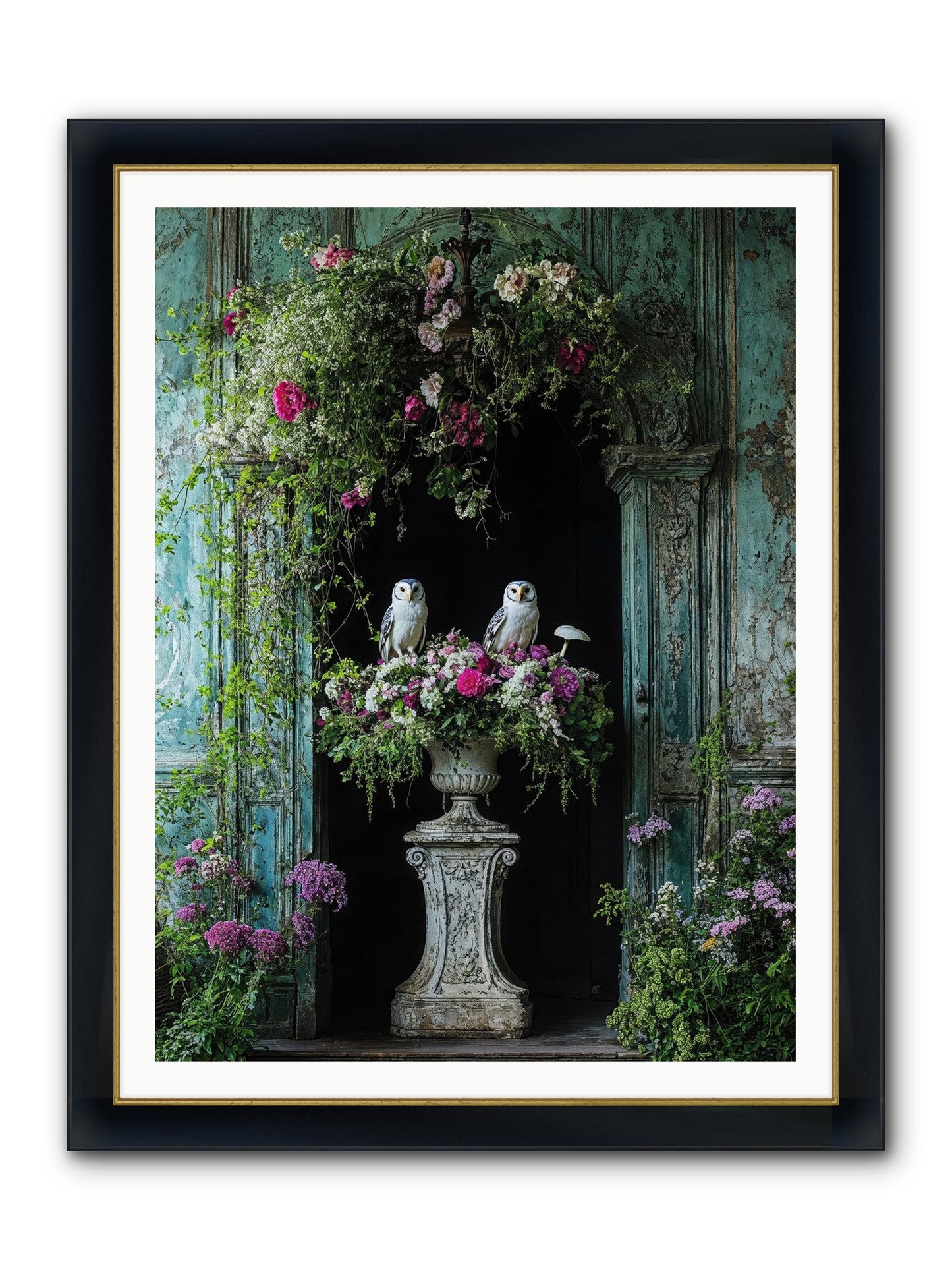 Midnight Conservatory Framed Print - Wide Black w/Gold 36x48