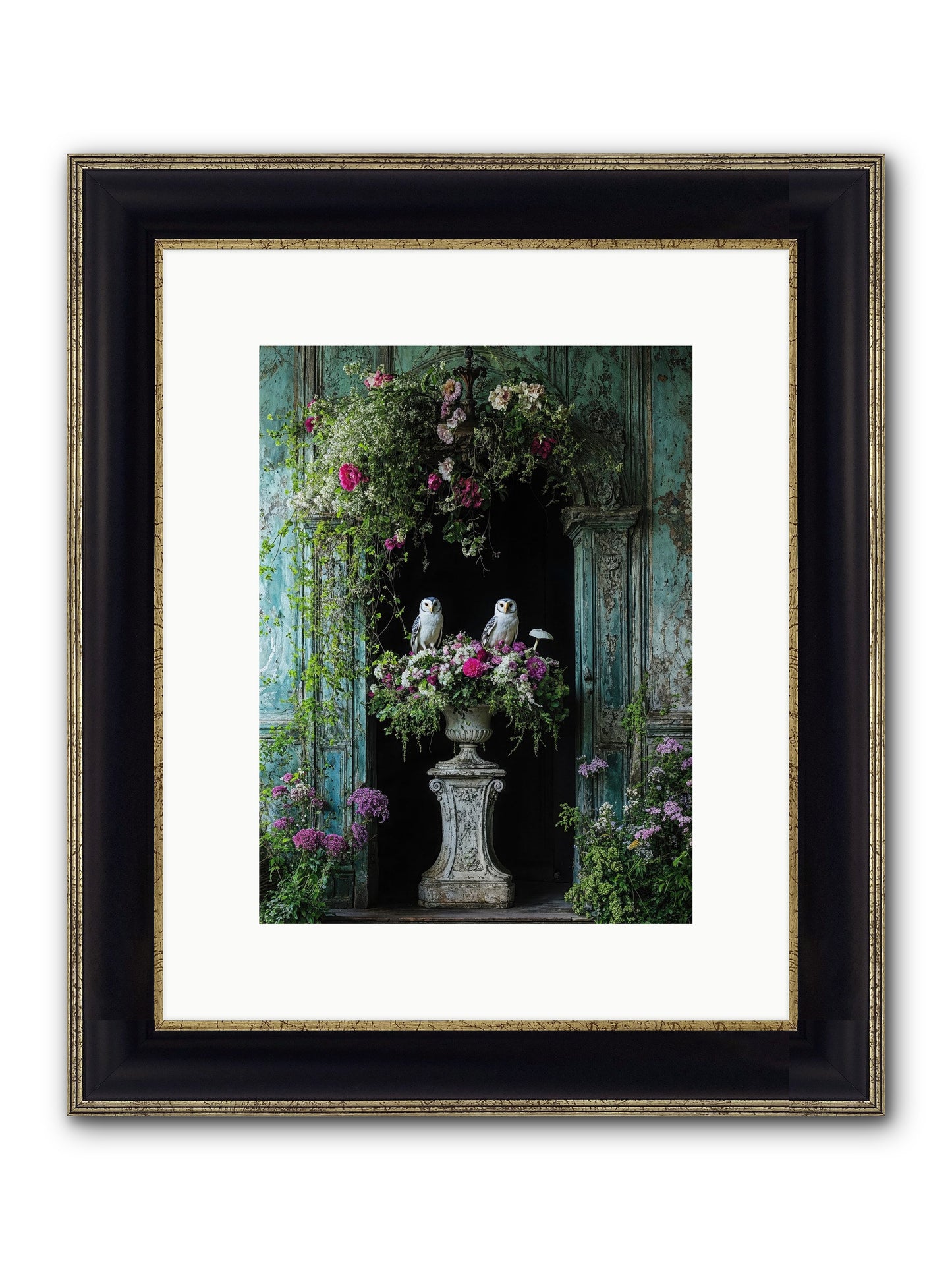 Midnight Conservatory Framed Print - Black & Gold 9x12