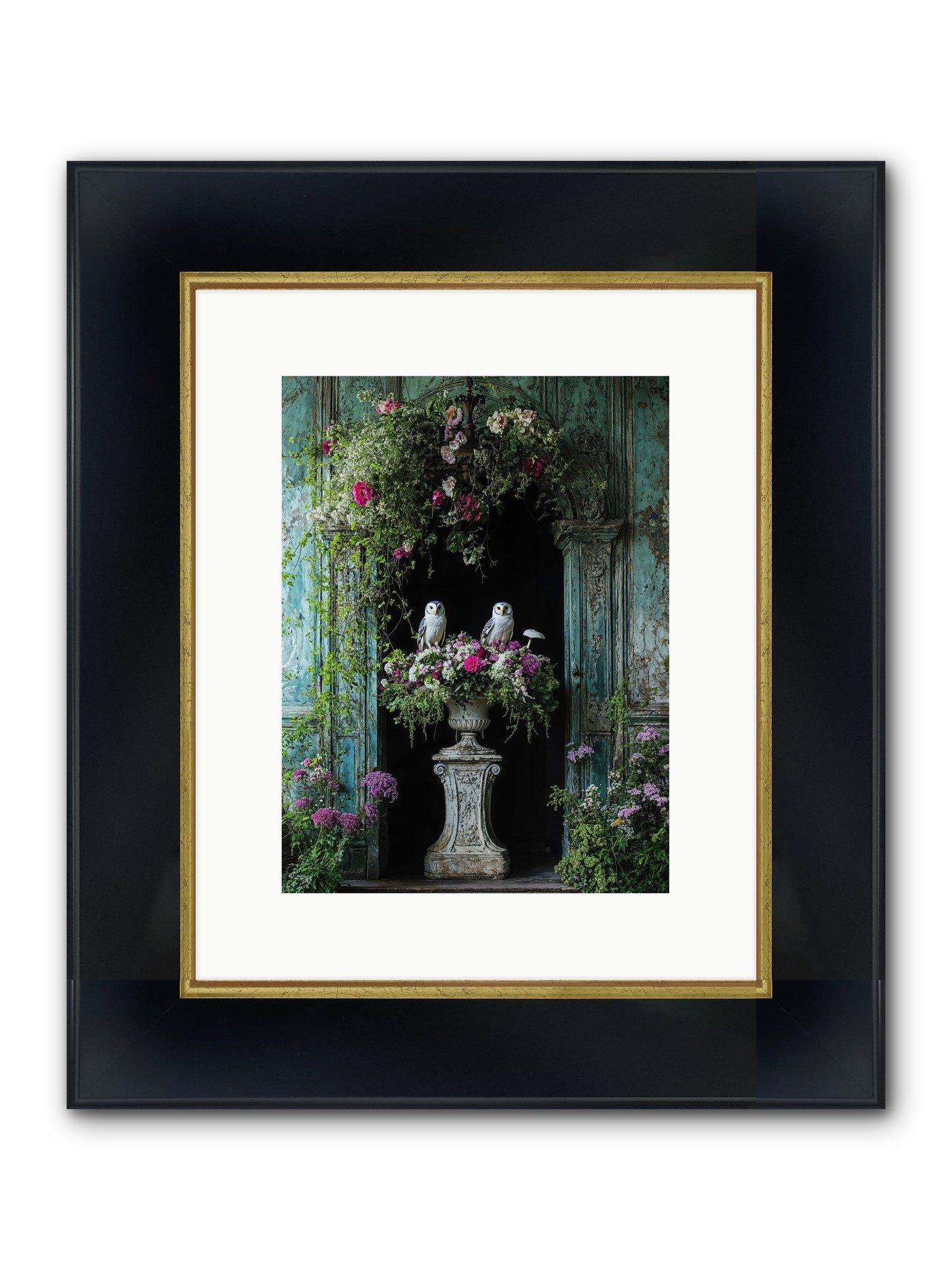 Midnight Conservatory Framed Print - Wide Black w/Gold 9x12