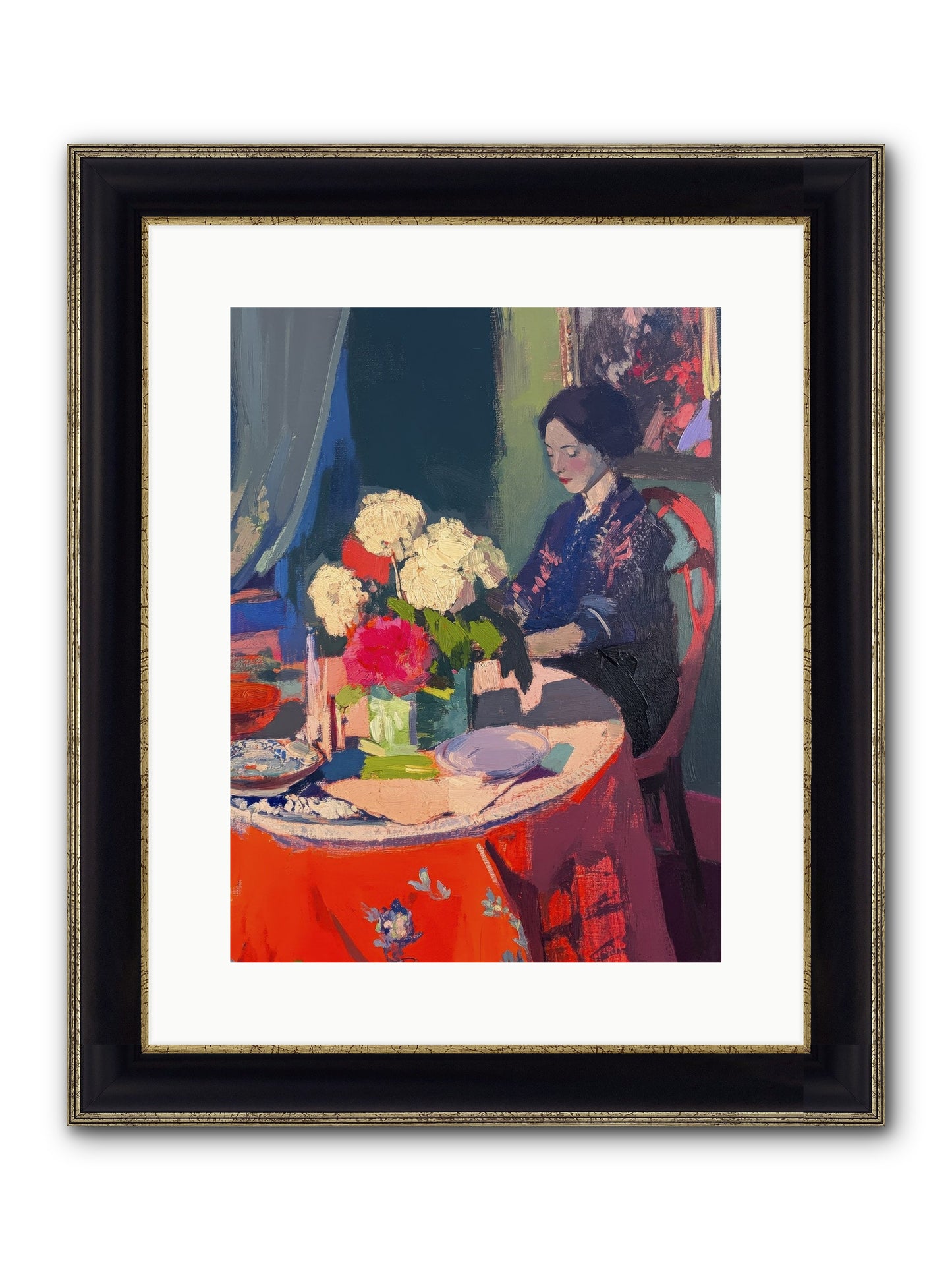 Midnight Finch Framed Print - Black & Gold 12x16