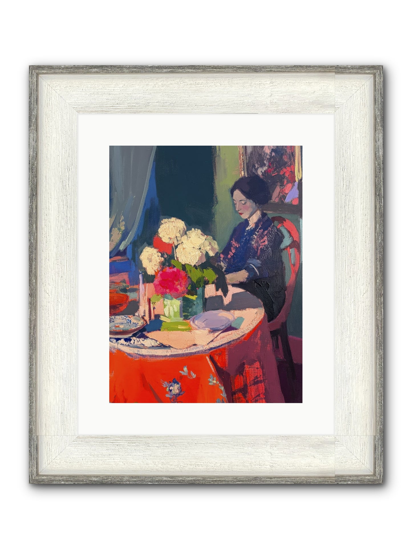 Midnight Finch Framed Print - Driftwood White 12x16