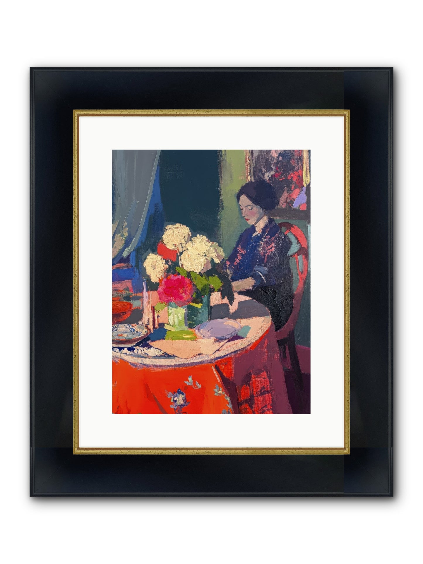 Midnight Finch Framed Print - Wide Black w/Gold 12x16