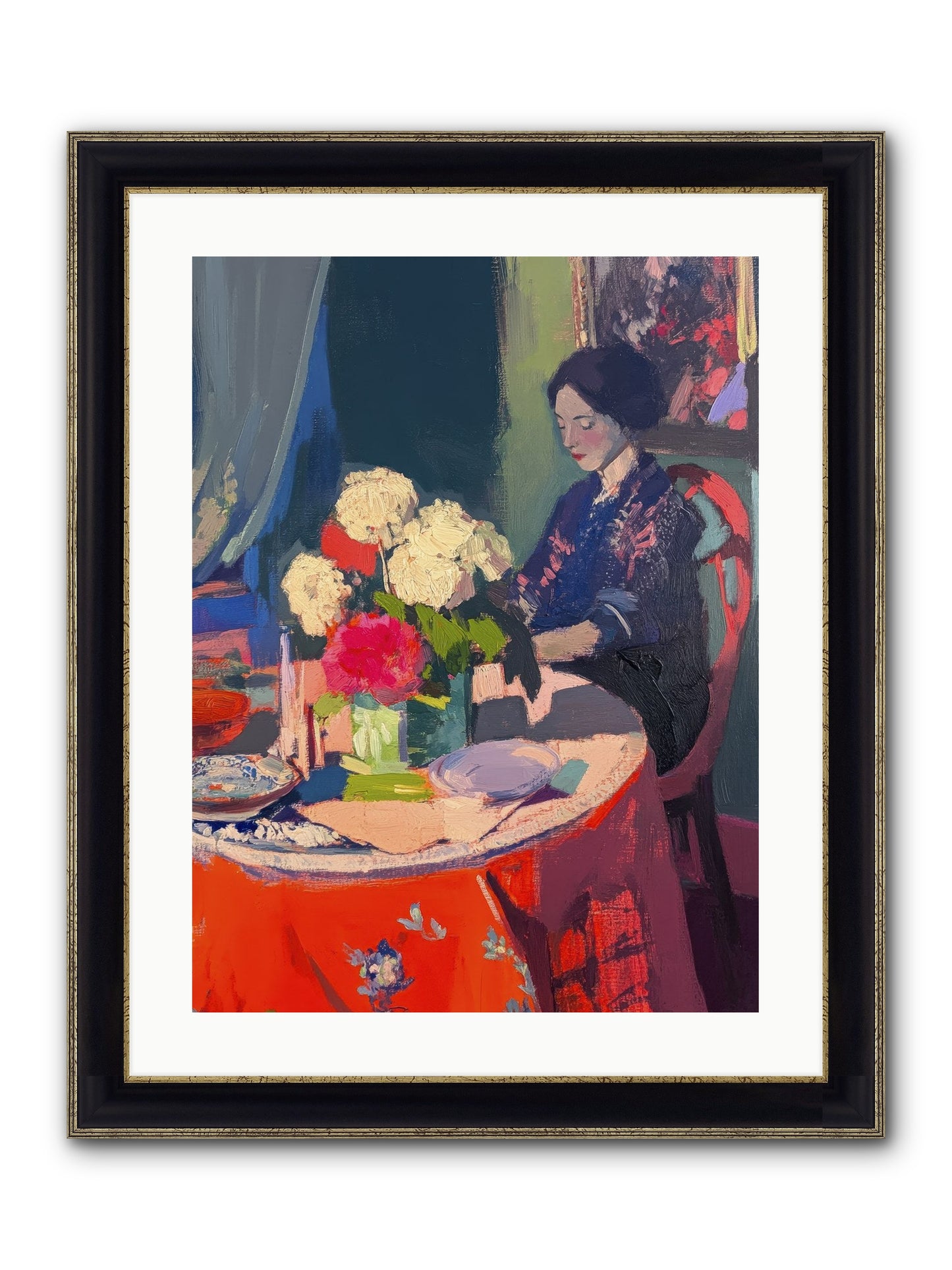 Midnight Finch Framed Print - Black & Gold 18x24