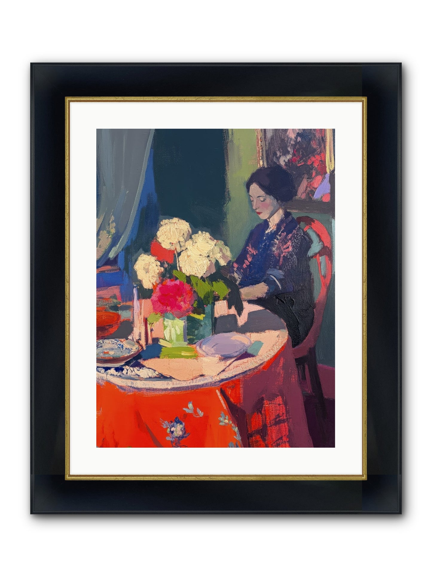 Midnight Finch Framed Print - Wide Black w/Gold 18x24