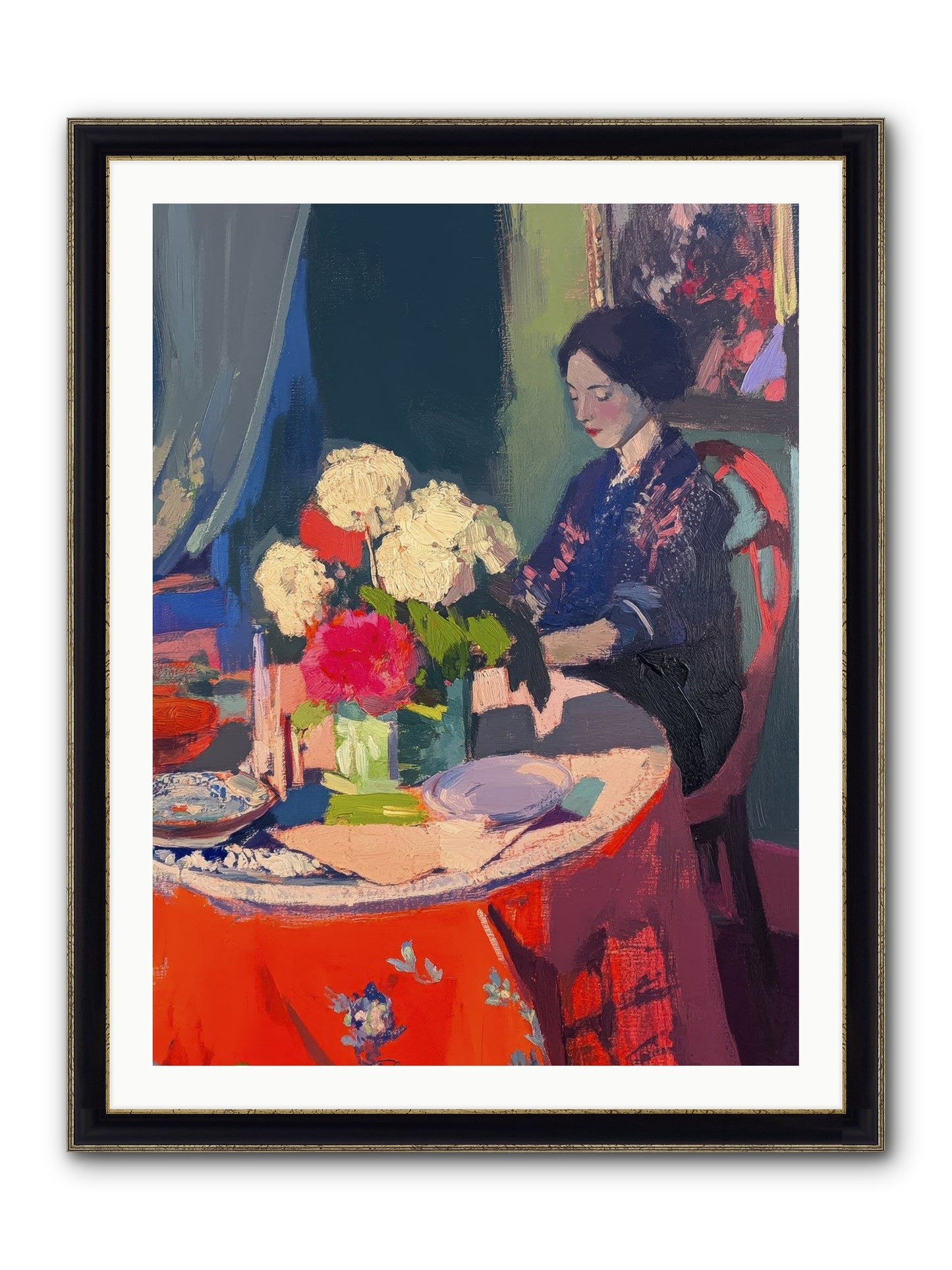 Midnight Finch Framed Print - Black & Gold 30x40