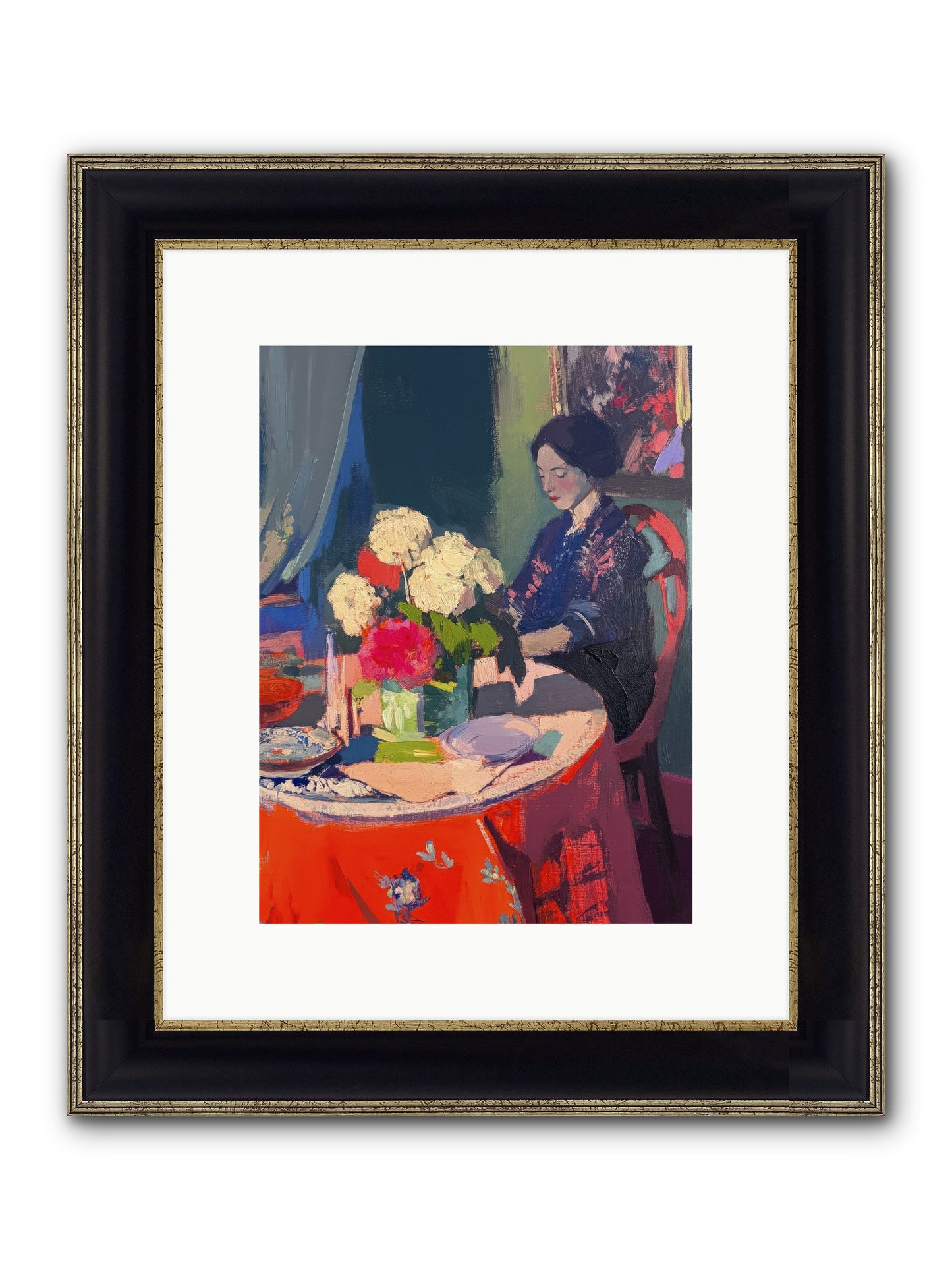 Midnight Finch Framed Print - Black & Gold 9x12