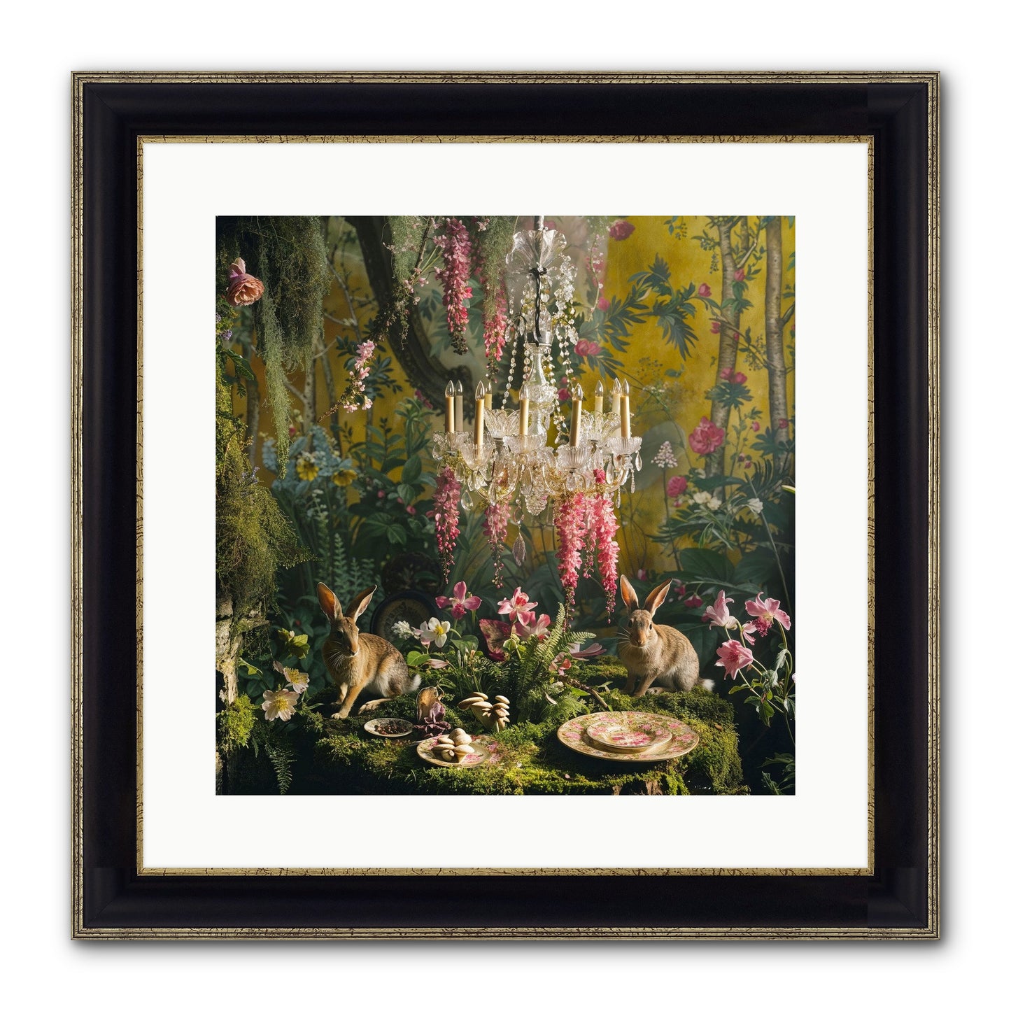 Midnight In Paris Framed Print - Black & Gold 16x16