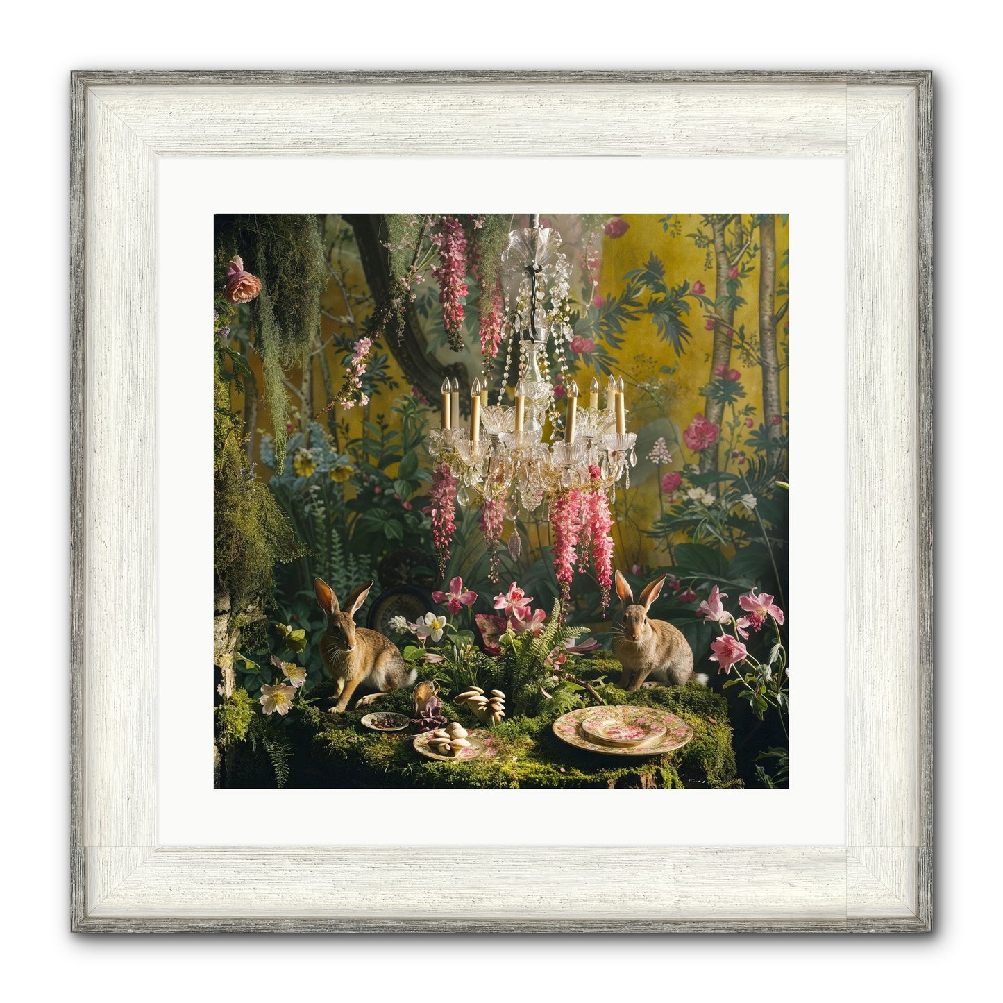 Midnight In Paris Framed Print - Driftwood White 20x20