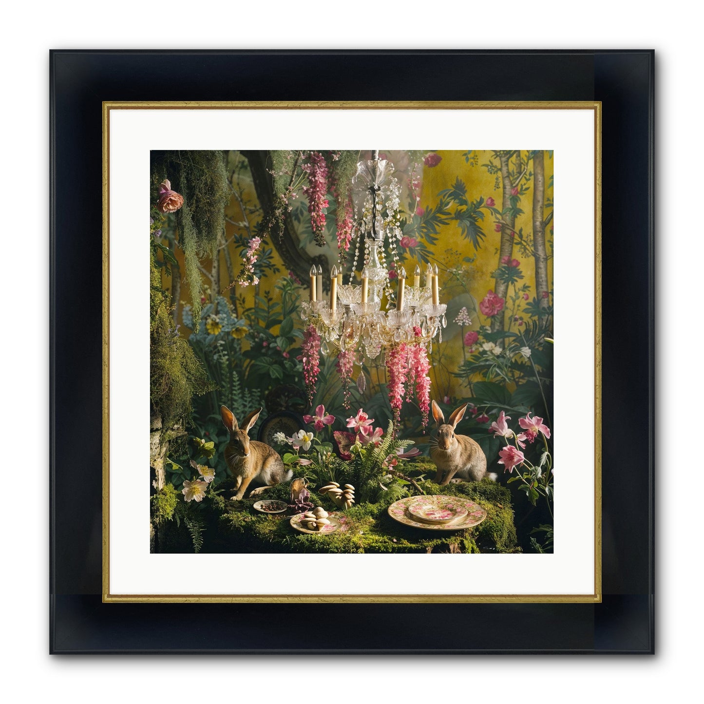 Midnight In Paris Framed Print - Wide Black w/Gold 20x20