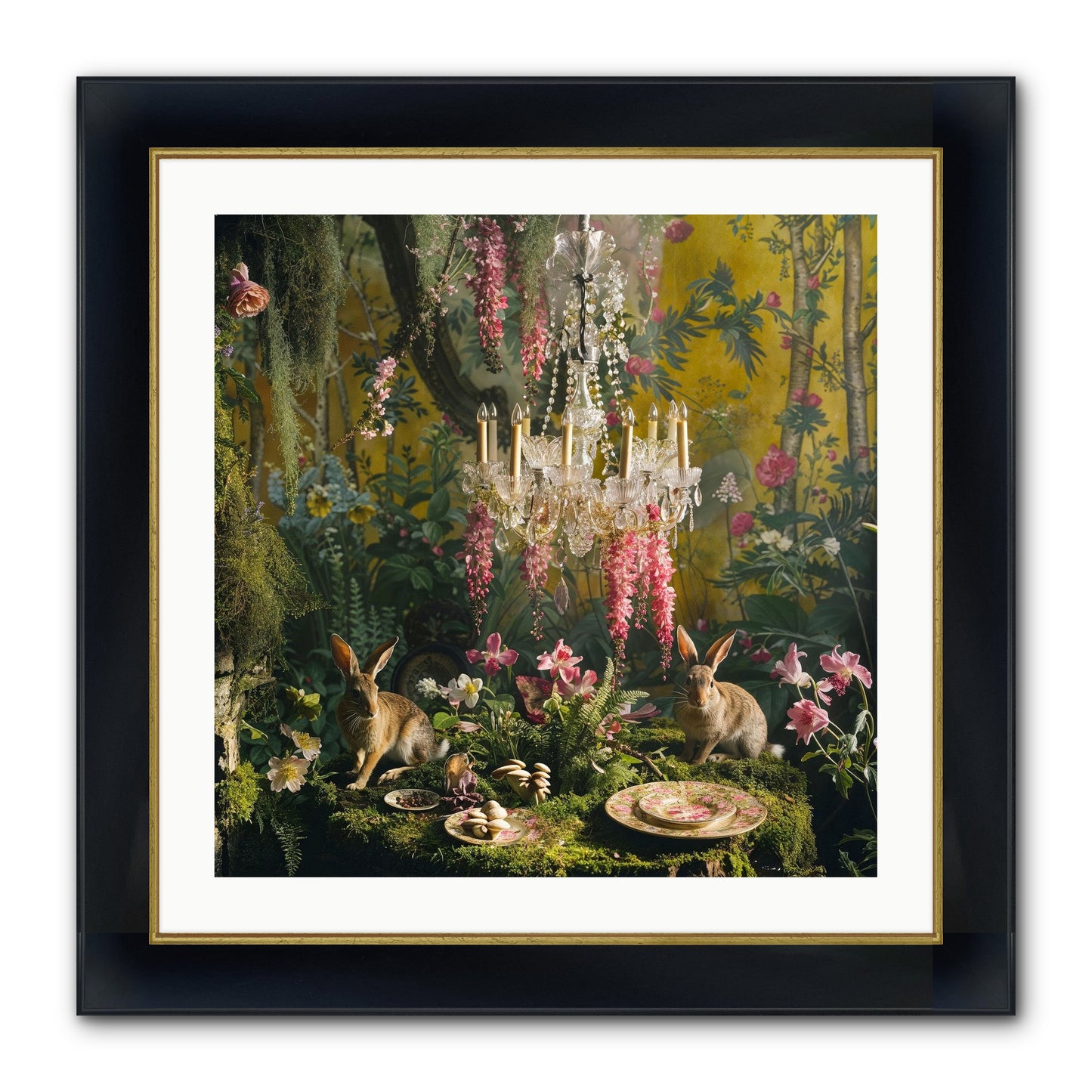 Midnight In Paris Framed Print - Wide Black w/Gold 24x24