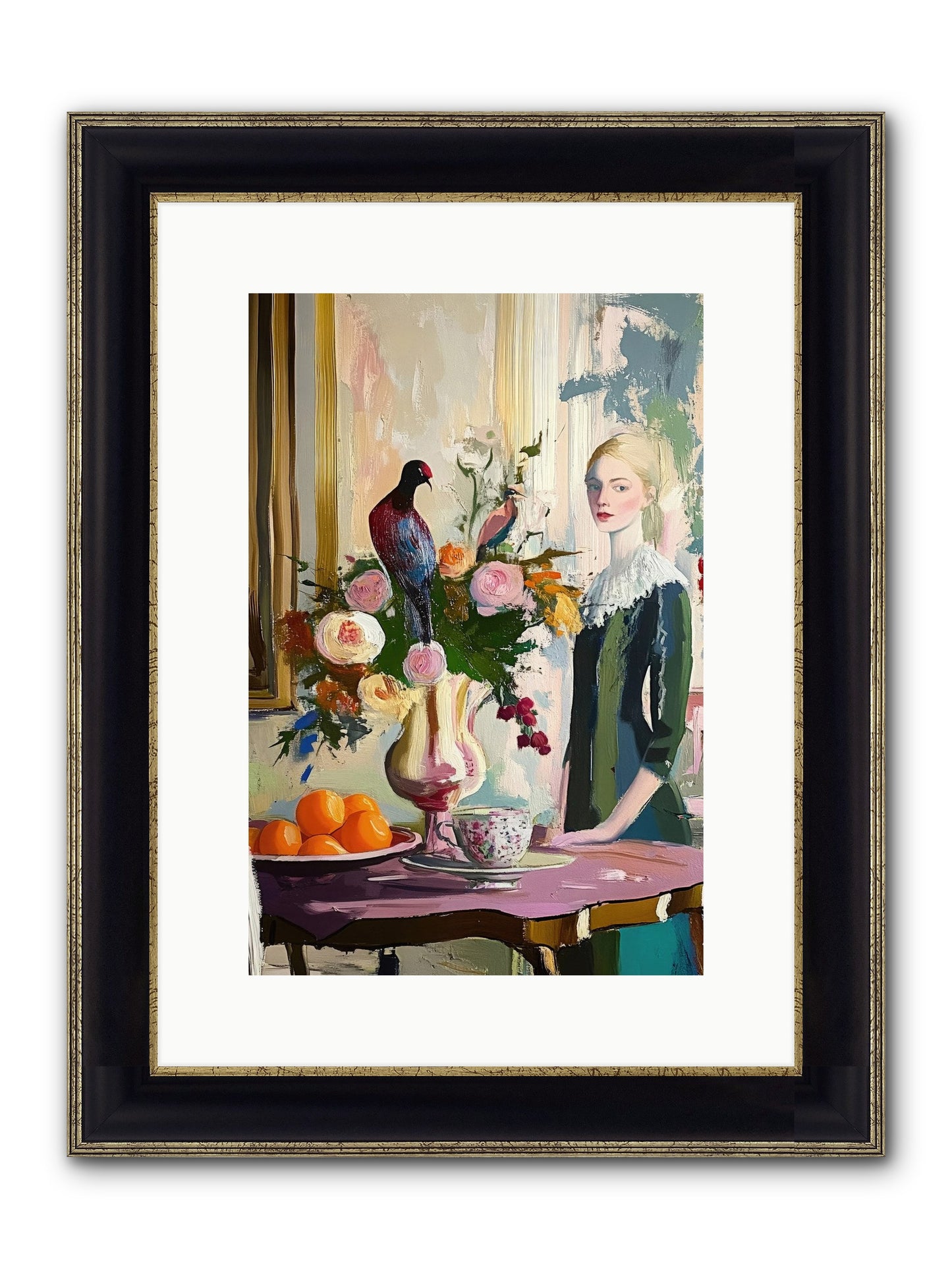 Midnight In The Orangery Framed Print - Black & Gold 10x15