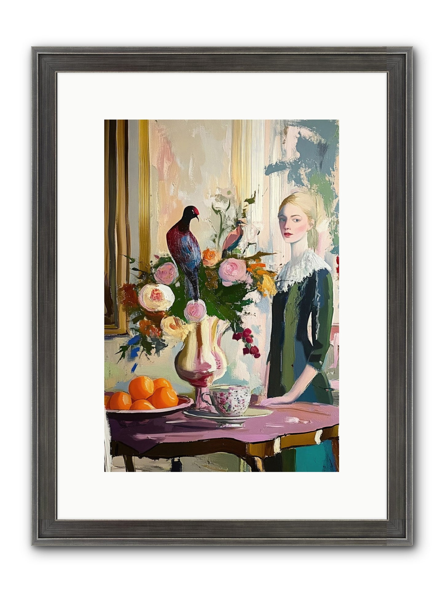 Midnight In The Orangery Framed Print - Slimwoods Black/Silver 10x15