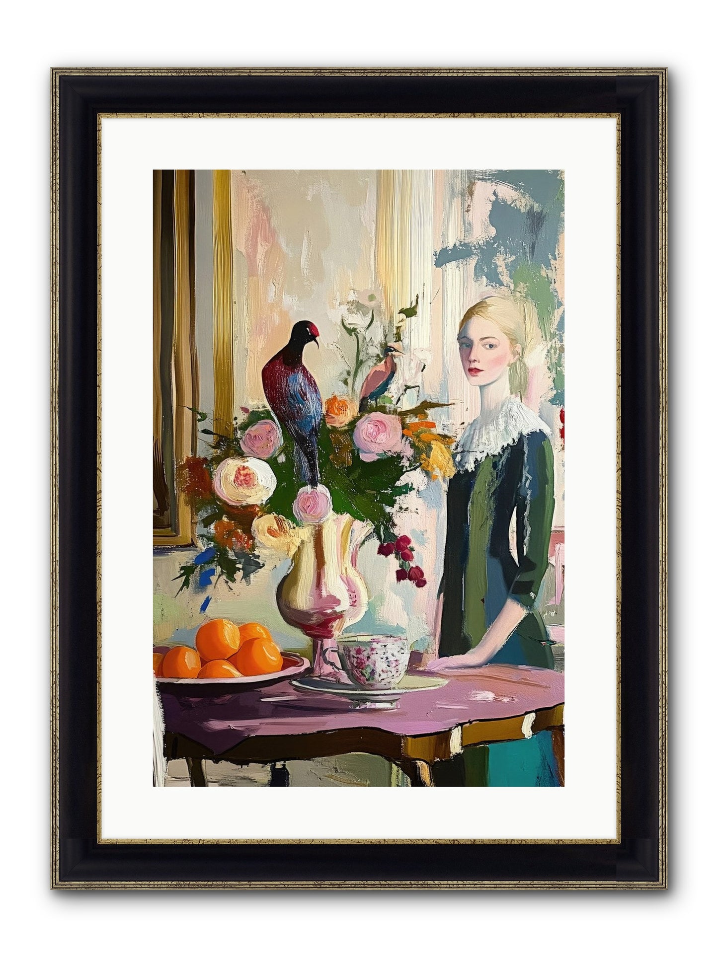 Midnight In The Orangery Framed Print - Black & Gold 16x24