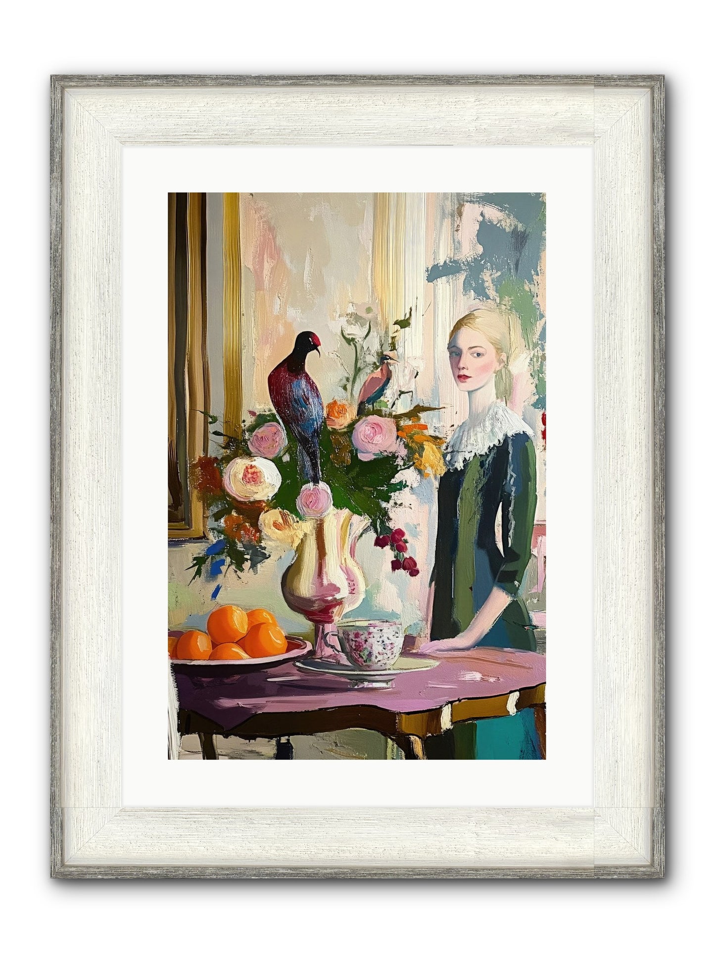 Midnight In The Orangery Framed Print - Driftwood White 16x24