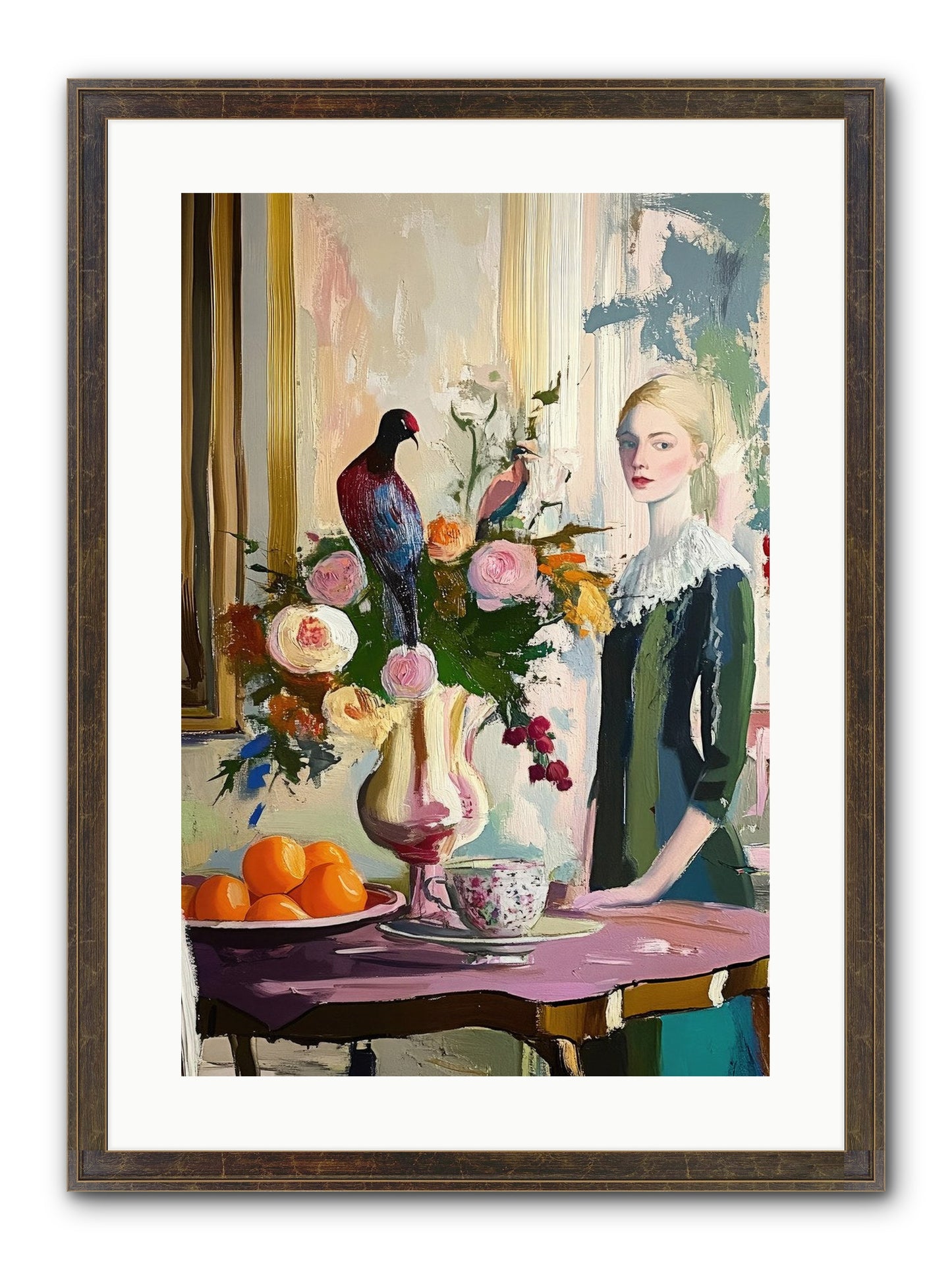 Midnight In The Orangery Framed Print - Slimwoods Black/Gold 16x24