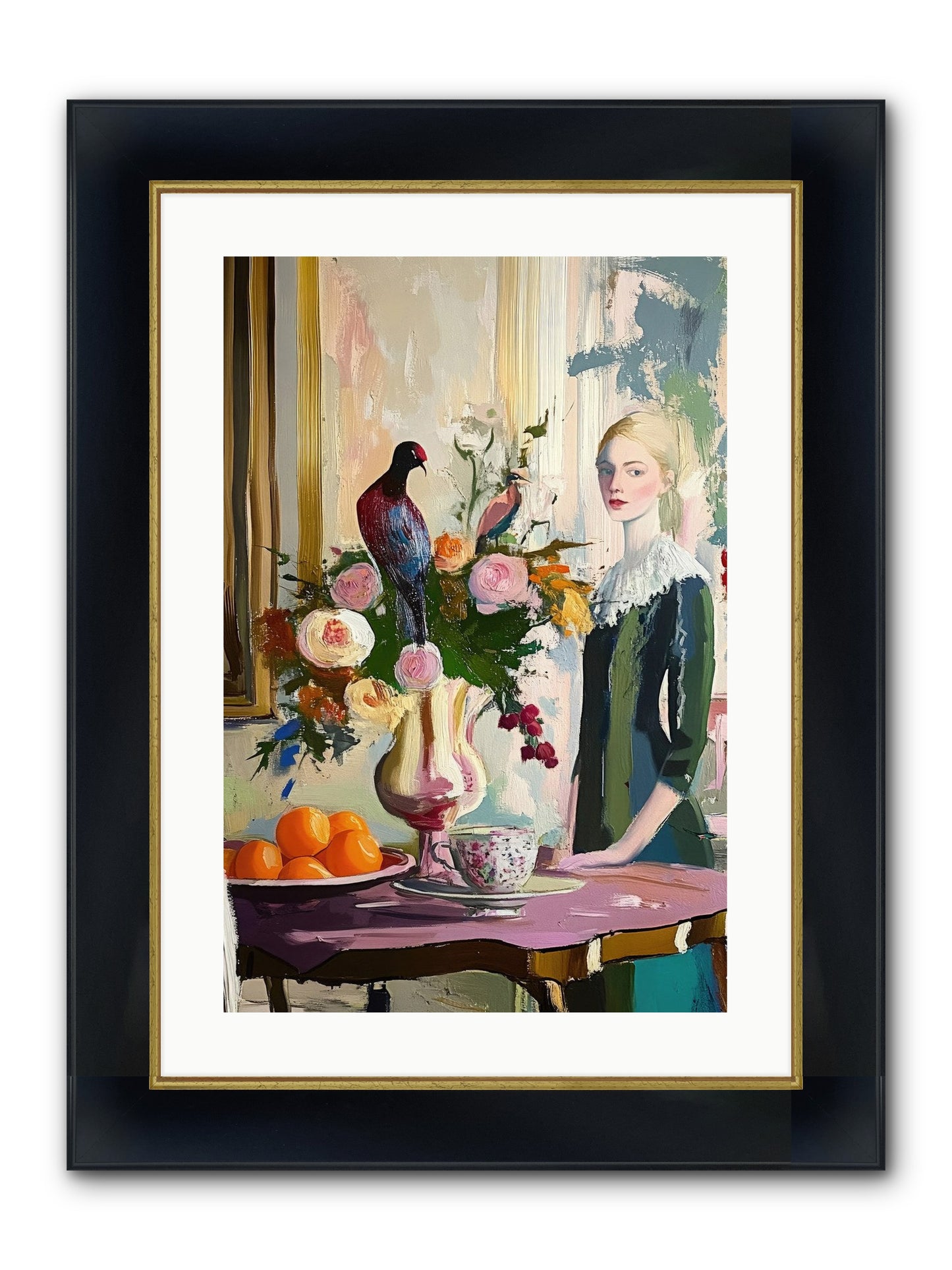 Midnight In The Orangery Framed Print - Wide Black w/Gold 16x24