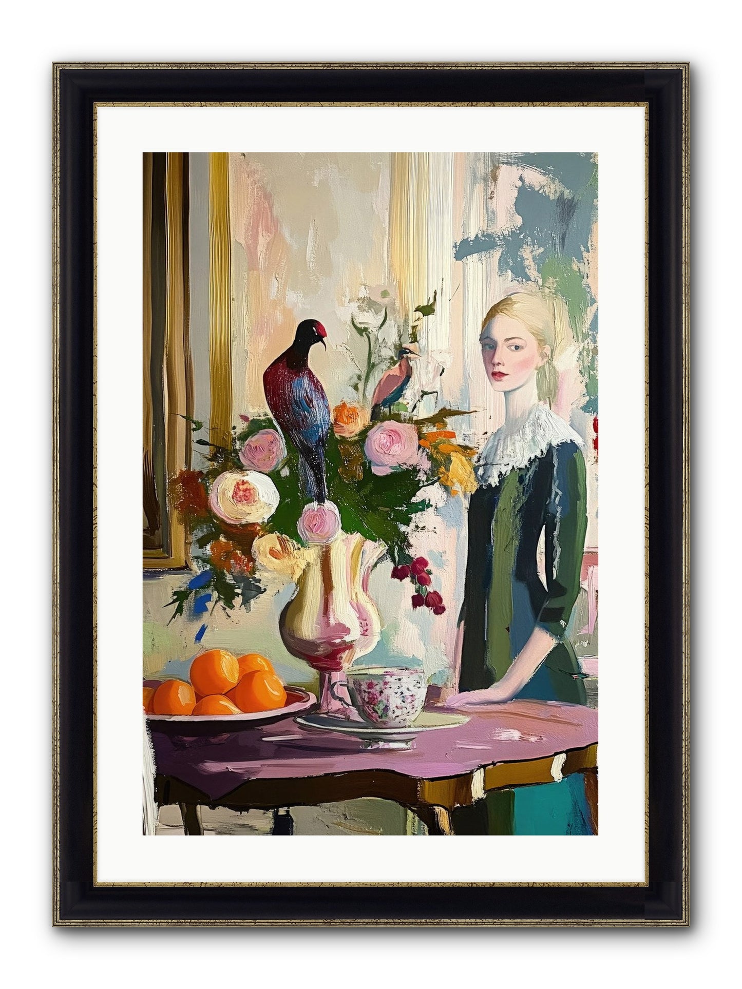 Midnight In The Orangery Framed Print - Black & Gold 20x30