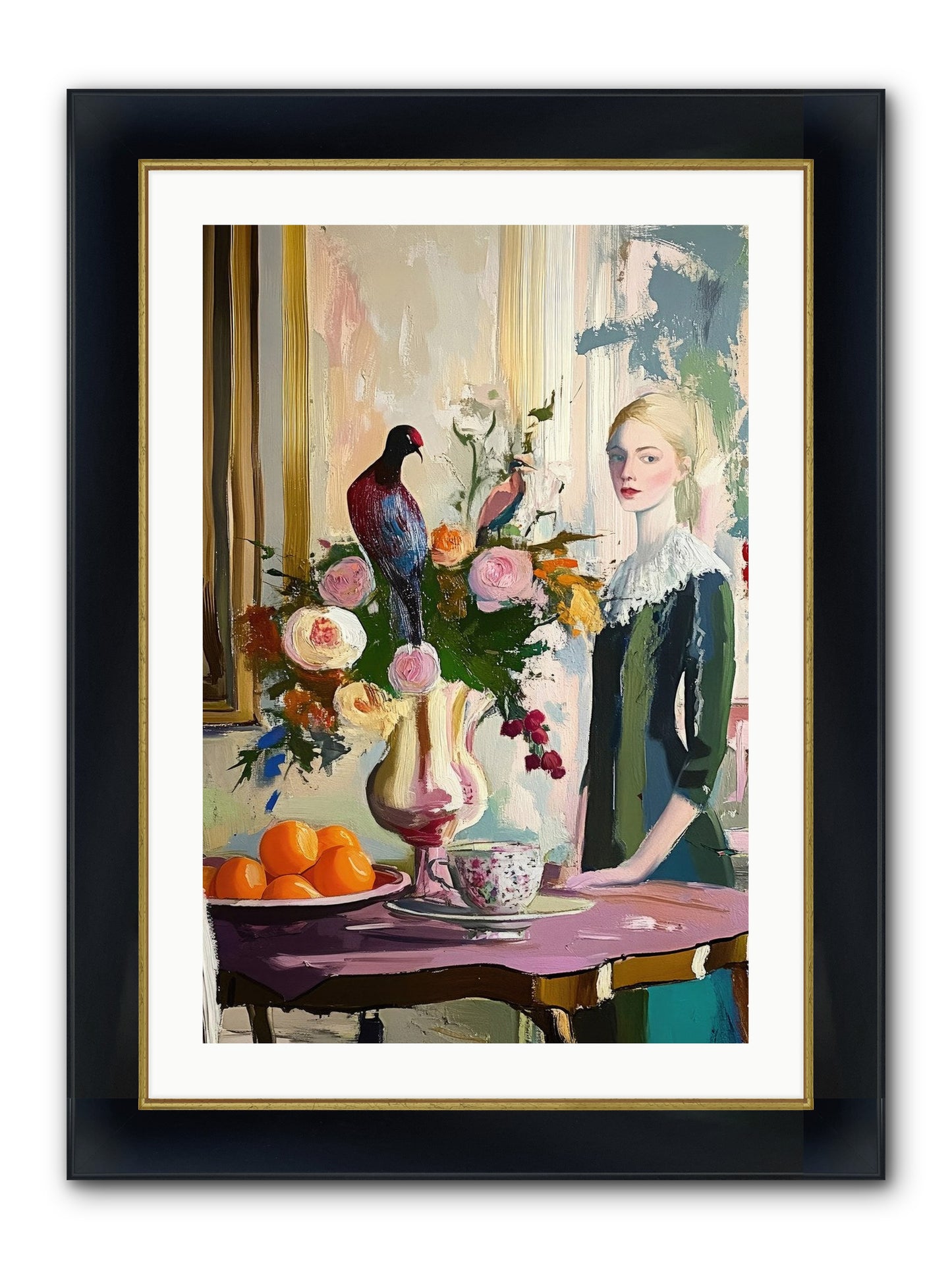 Midnight In The Orangery Framed Print - Wide Black w/Gold 20x30
