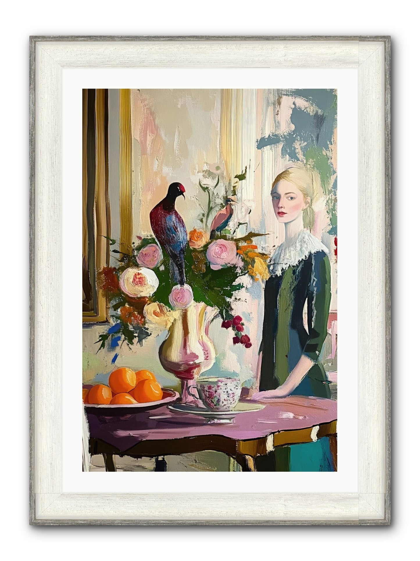 Midnight In The Orangery Framed Print - Driftwood White 24x36