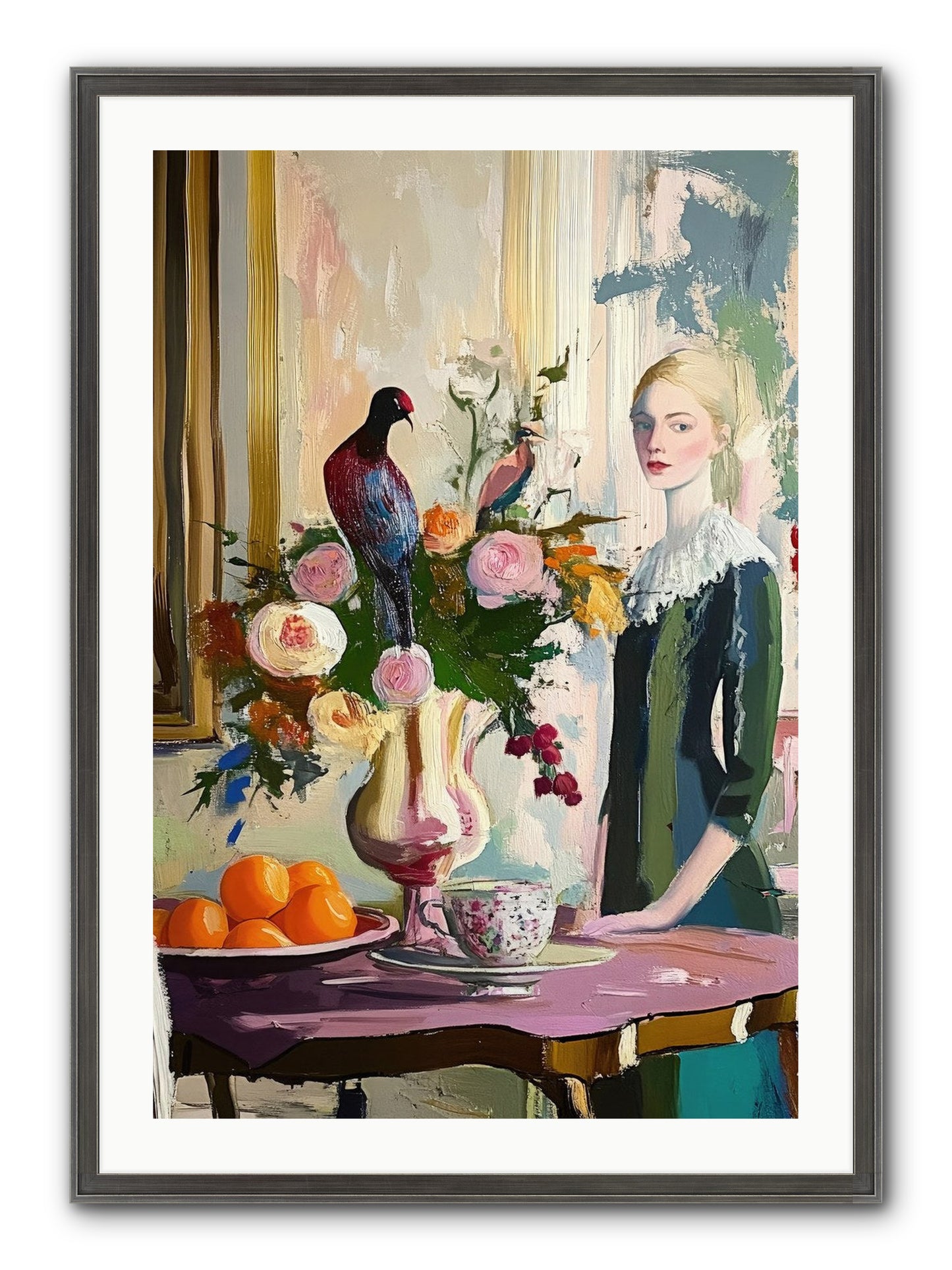 Midnight In The Orangery Framed Print - Slimwoods Black/Silver 24x36