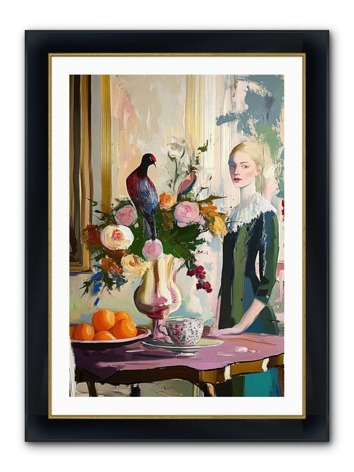 Midnight In The Orangery Framed Print - Wide Black w/Gold 24x36