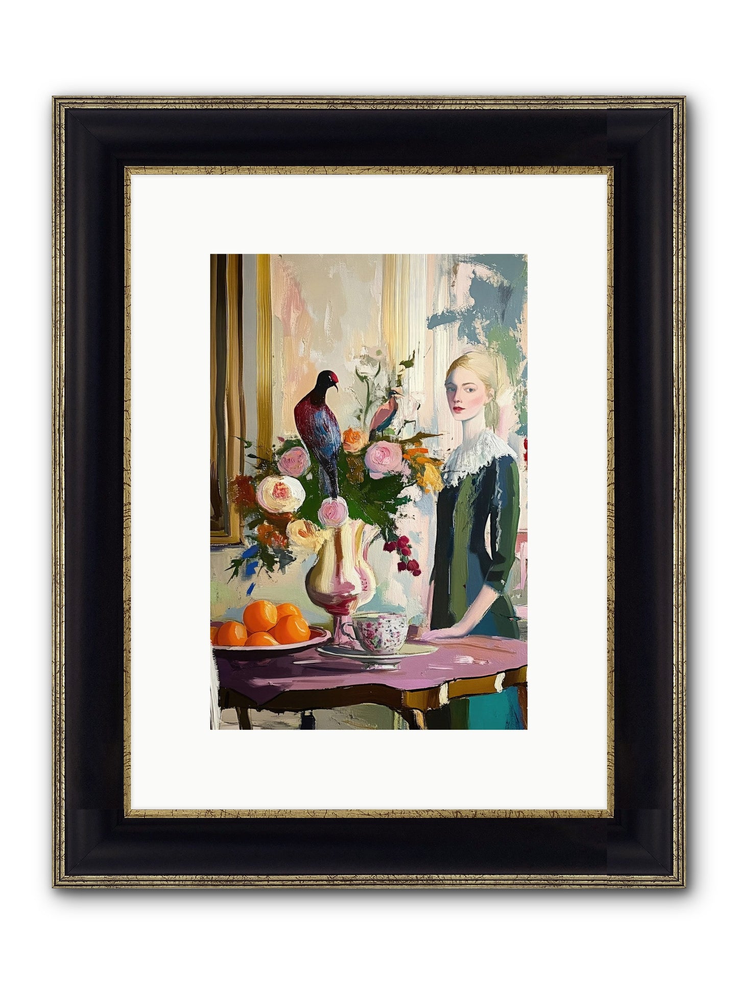 Midnight In The Orangery Framed Print - Black & Gold 8x12