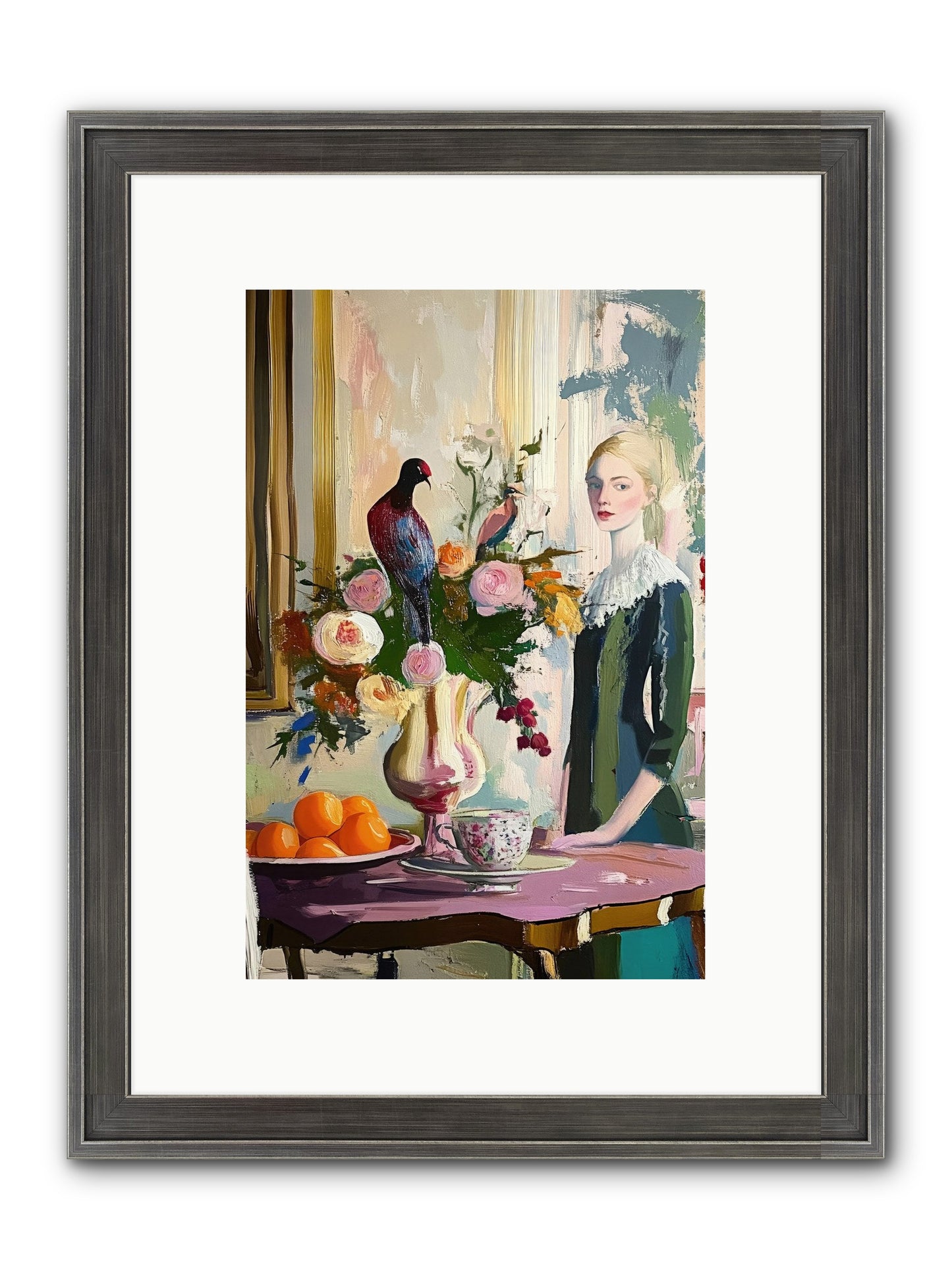 Midnight In The Orangery Framed Print - Slimwoods Black/Silver 8x12