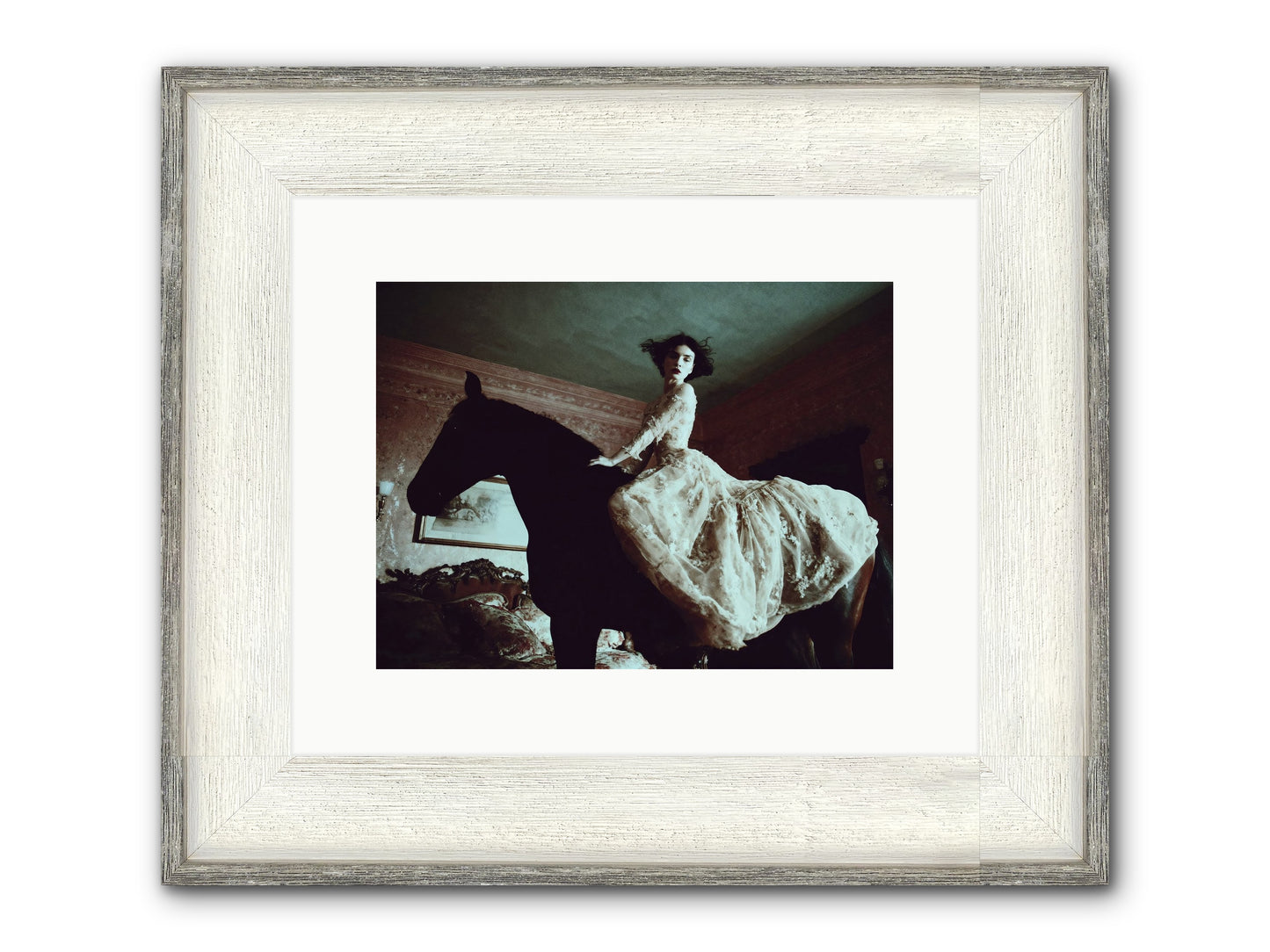 Midnight Inherited Framed Print - Driftwood White 12x9