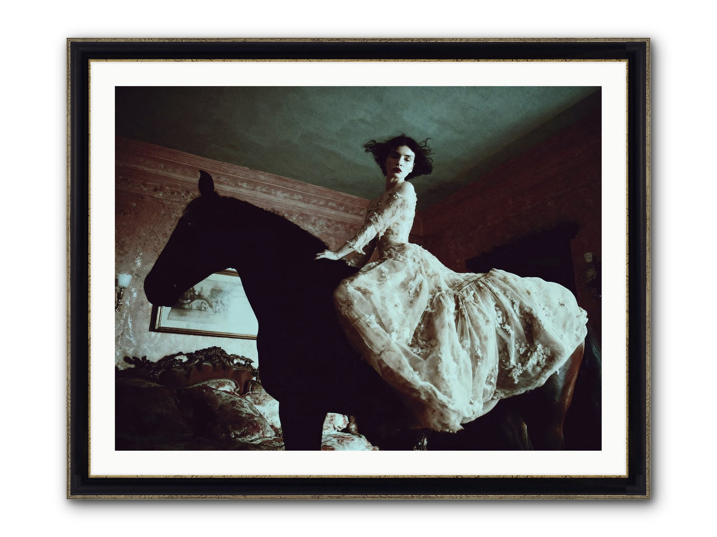 Midnight Inherited Framed Print - Black & Gold 40x30