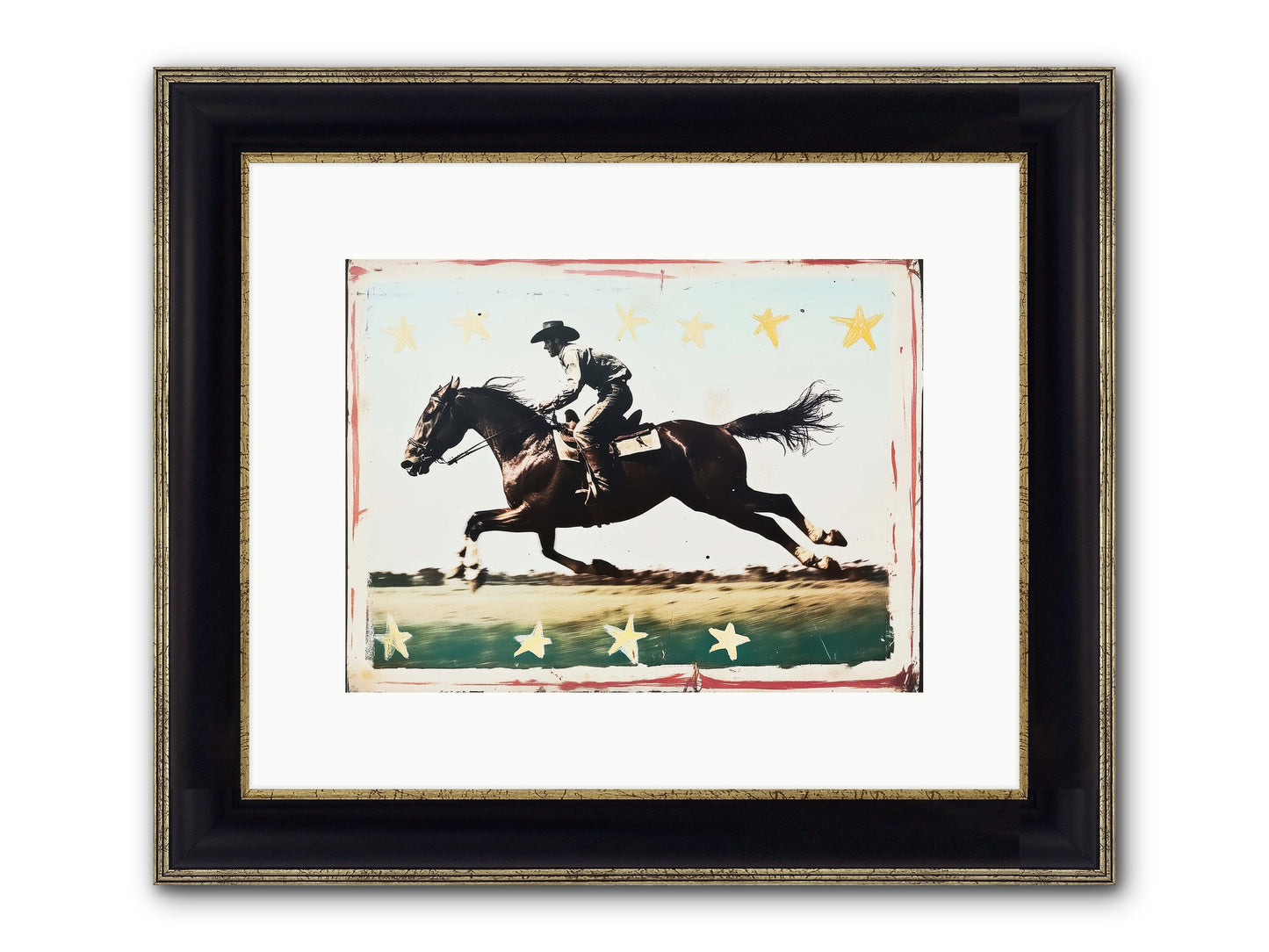 Midnight Runner ( Framed Print - Black & Gold 12x9