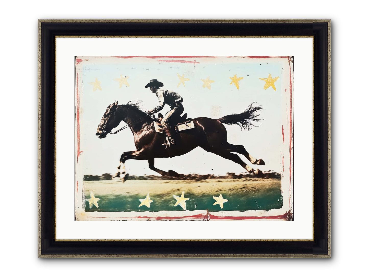 Midnight Runner ( Framed Print - Black & Gold 24x18