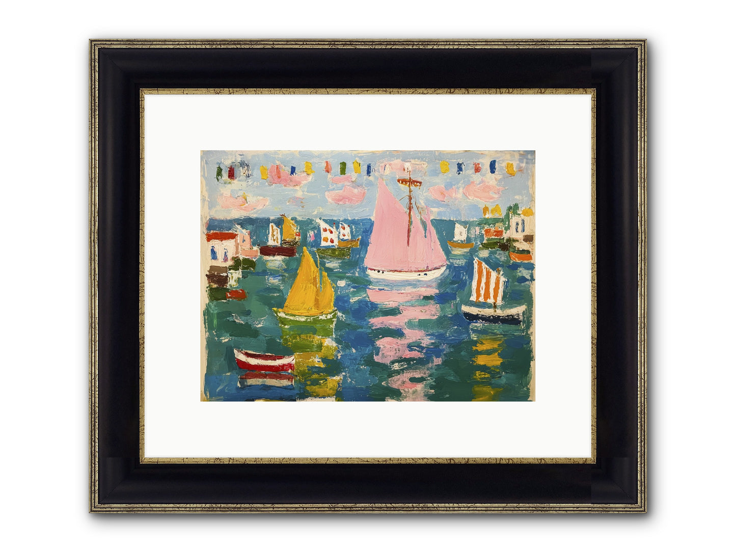 Midnight Sea Magic Framed Print - Black & Gold 12x9
