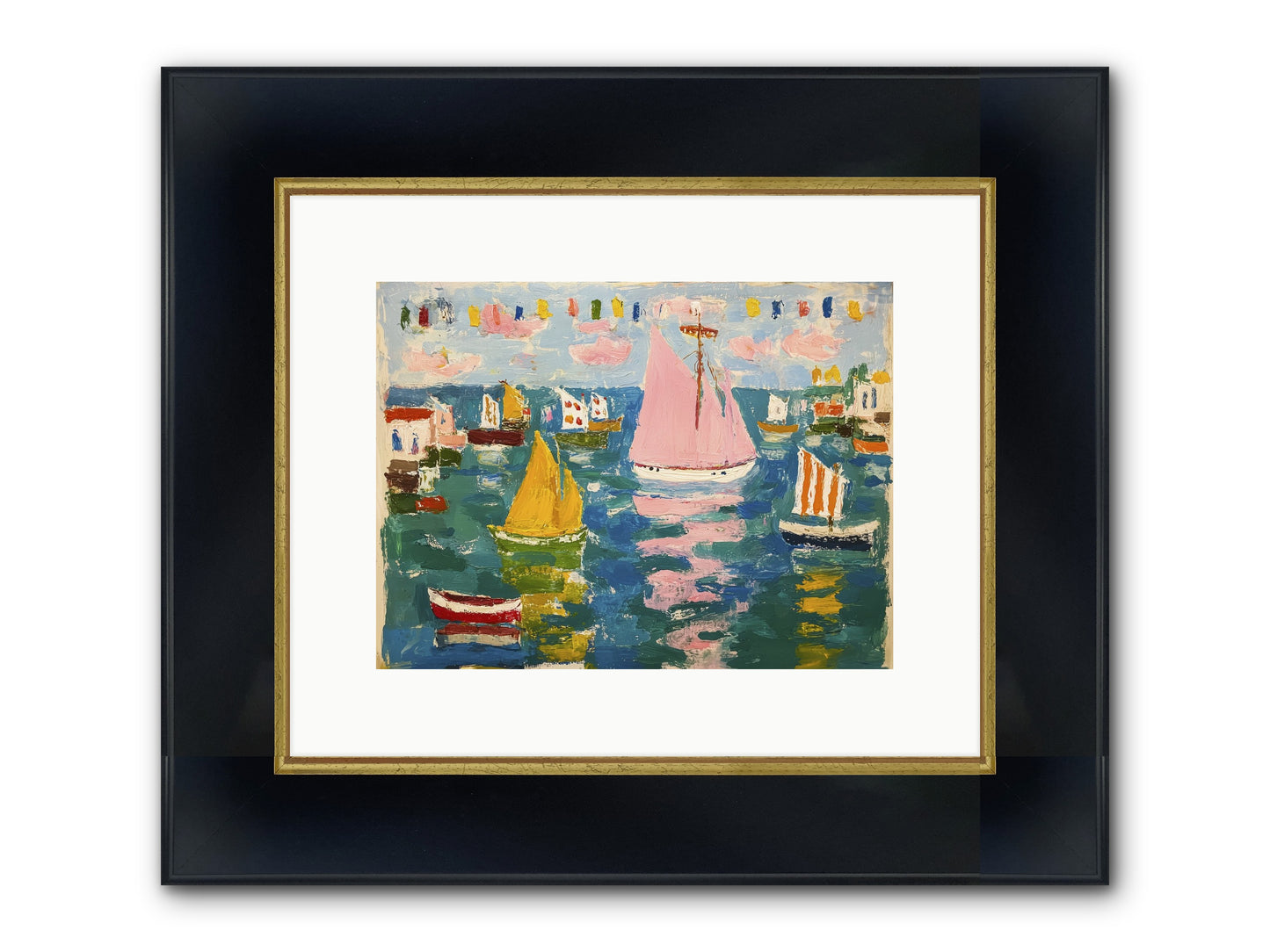 Midnight Sea Magic Framed Print - Wide Black w/Gold 12x9