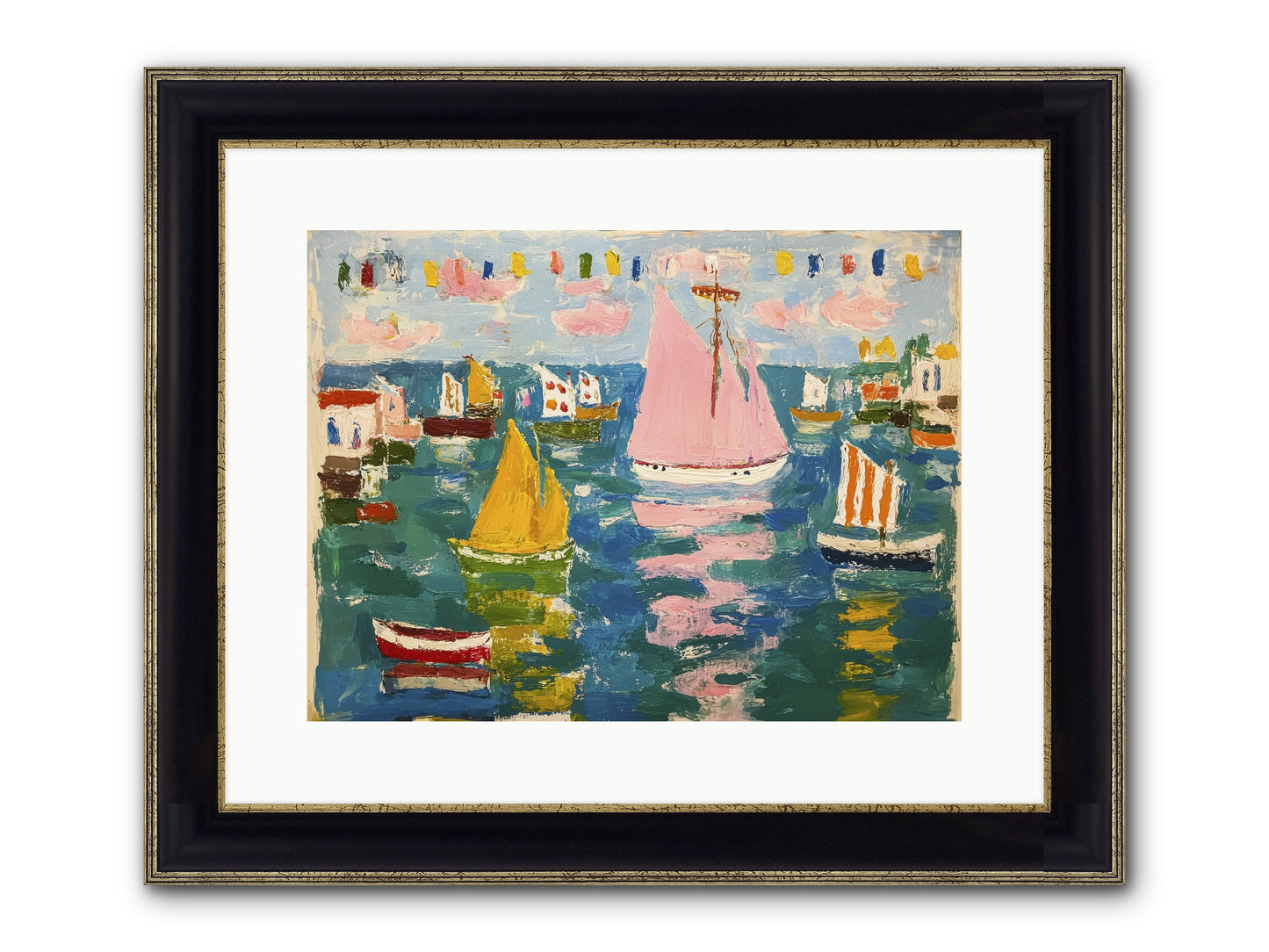Midnight Sea Magic Framed Print - Black & Gold 16x12