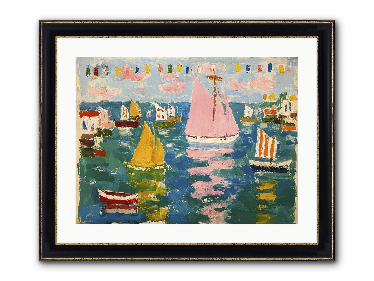 Midnight Sea Magic Framed Print - Black & Gold 24x18