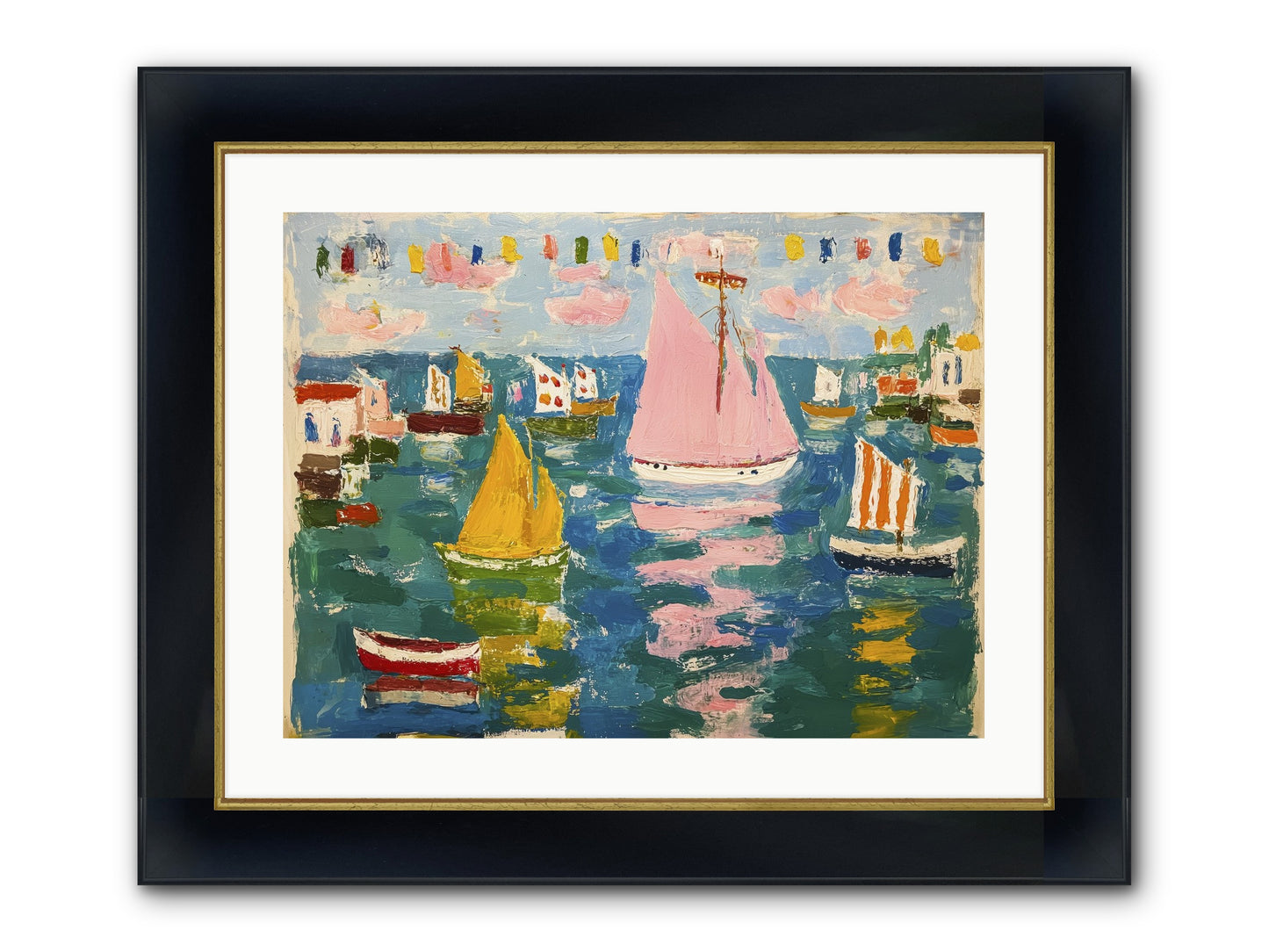 Midnight Sea Magic Framed Print - Wide Black w/Gold 24x18