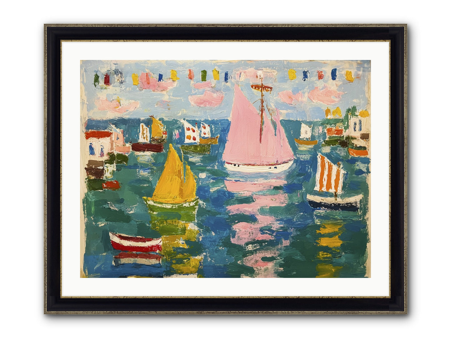 Midnight Sea Magic Framed Print - Black & Gold 32x24