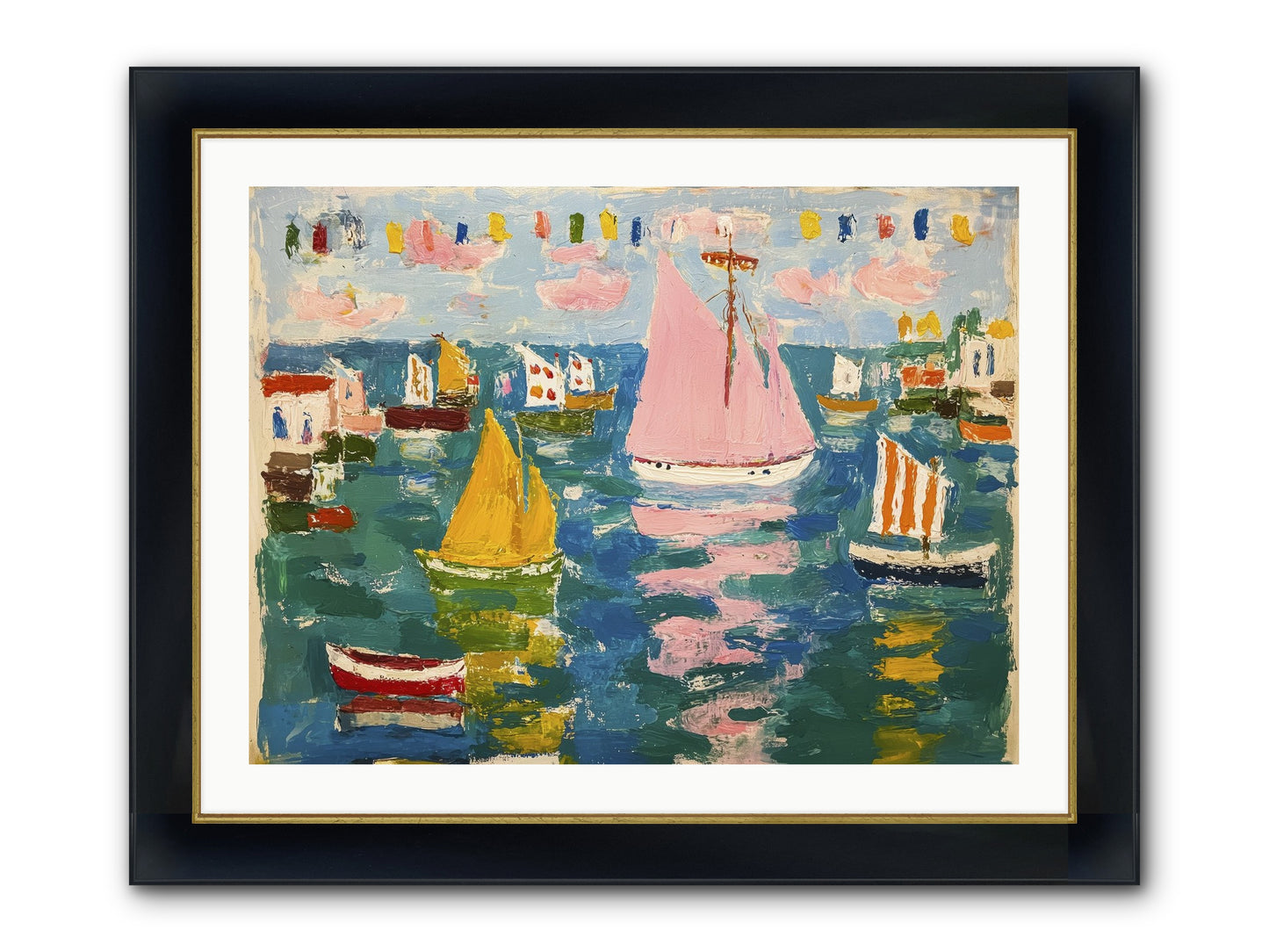 Midnight Sea Magic Framed Print - Wide Black w/Gold 32x24