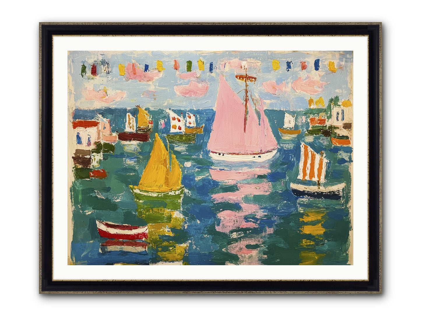 Midnight Sea Magic Framed Print - Black & Gold 40x30
