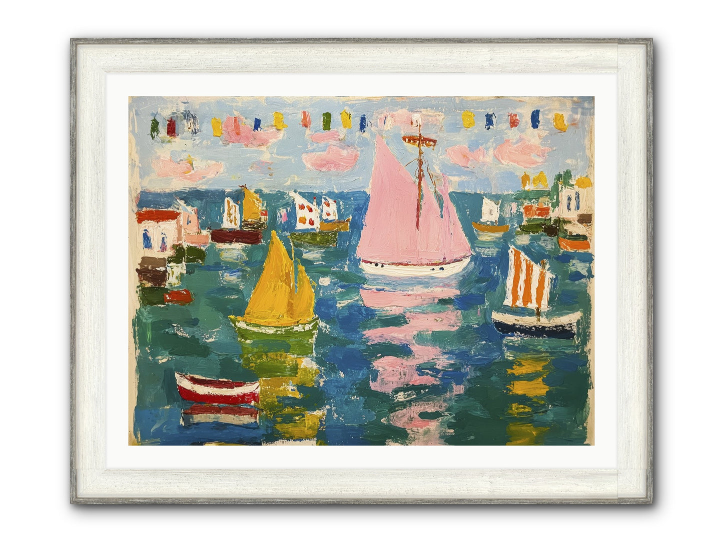 Midnight Sea Magic Framed Print - Driftwood White 40x30
