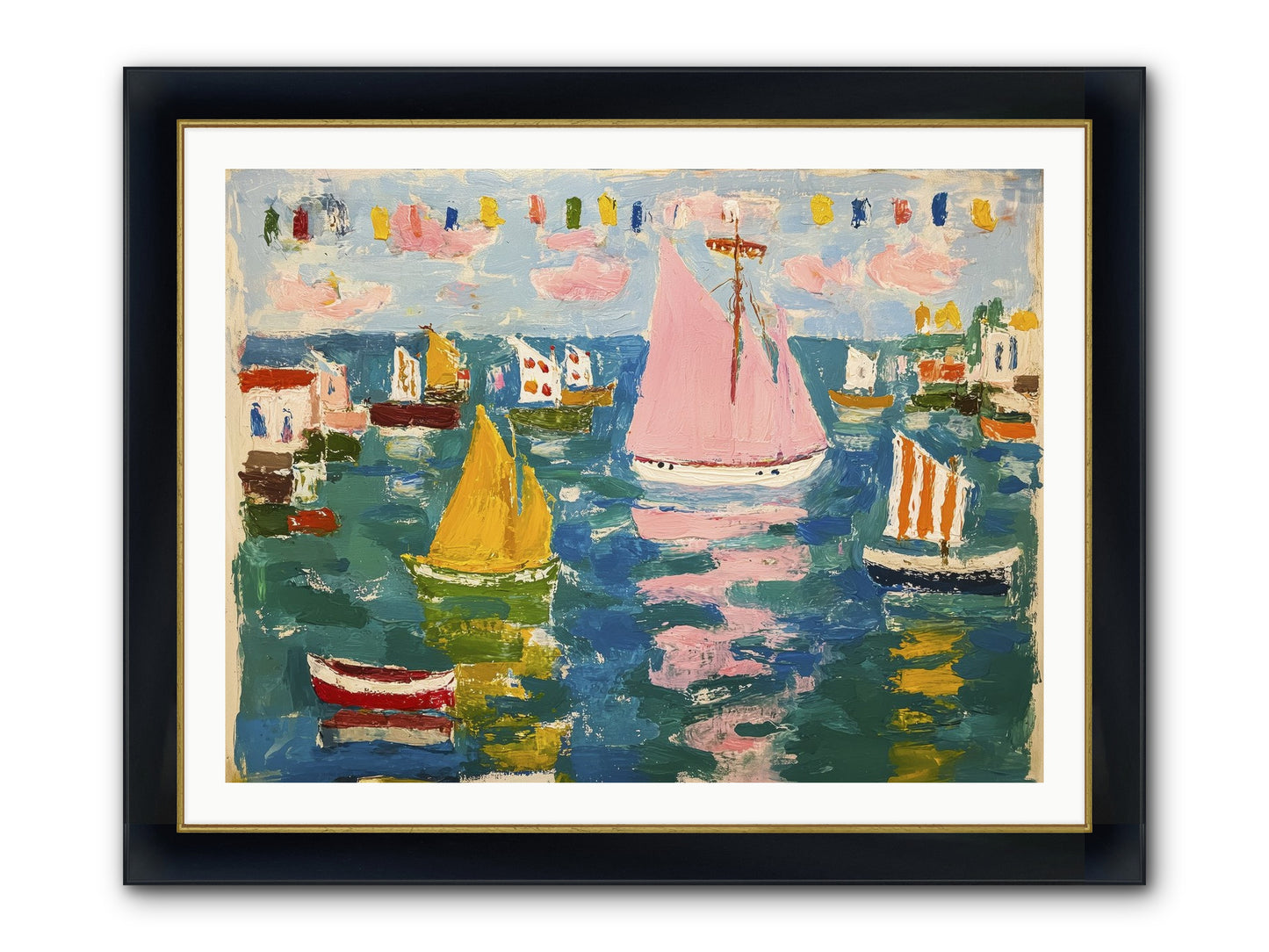 Midnight Sea Magic Framed Print - Wide Black w/Gold 40x30