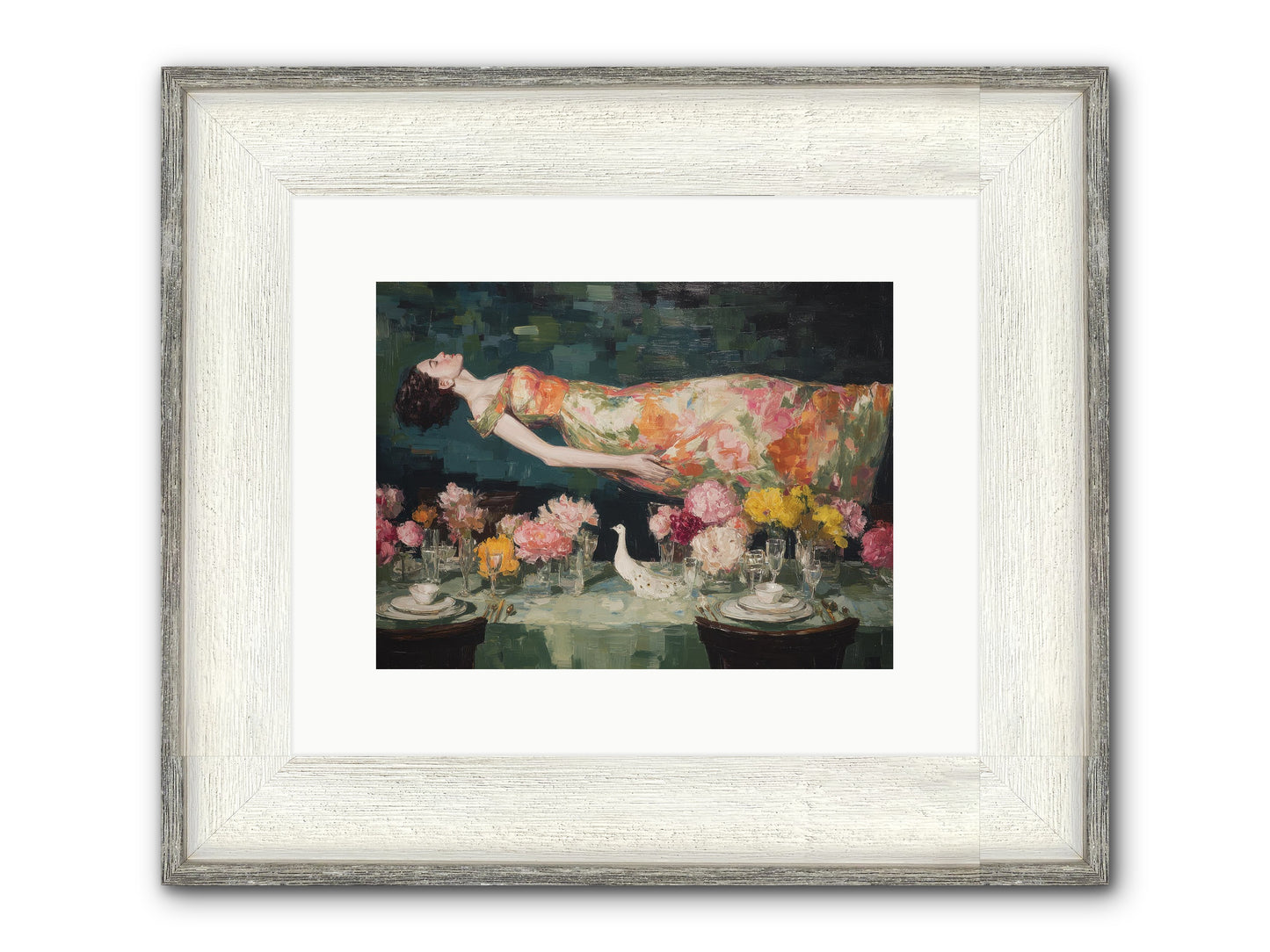 Midsummer At Parasol Park Framed Print - Driftwood White 12x9